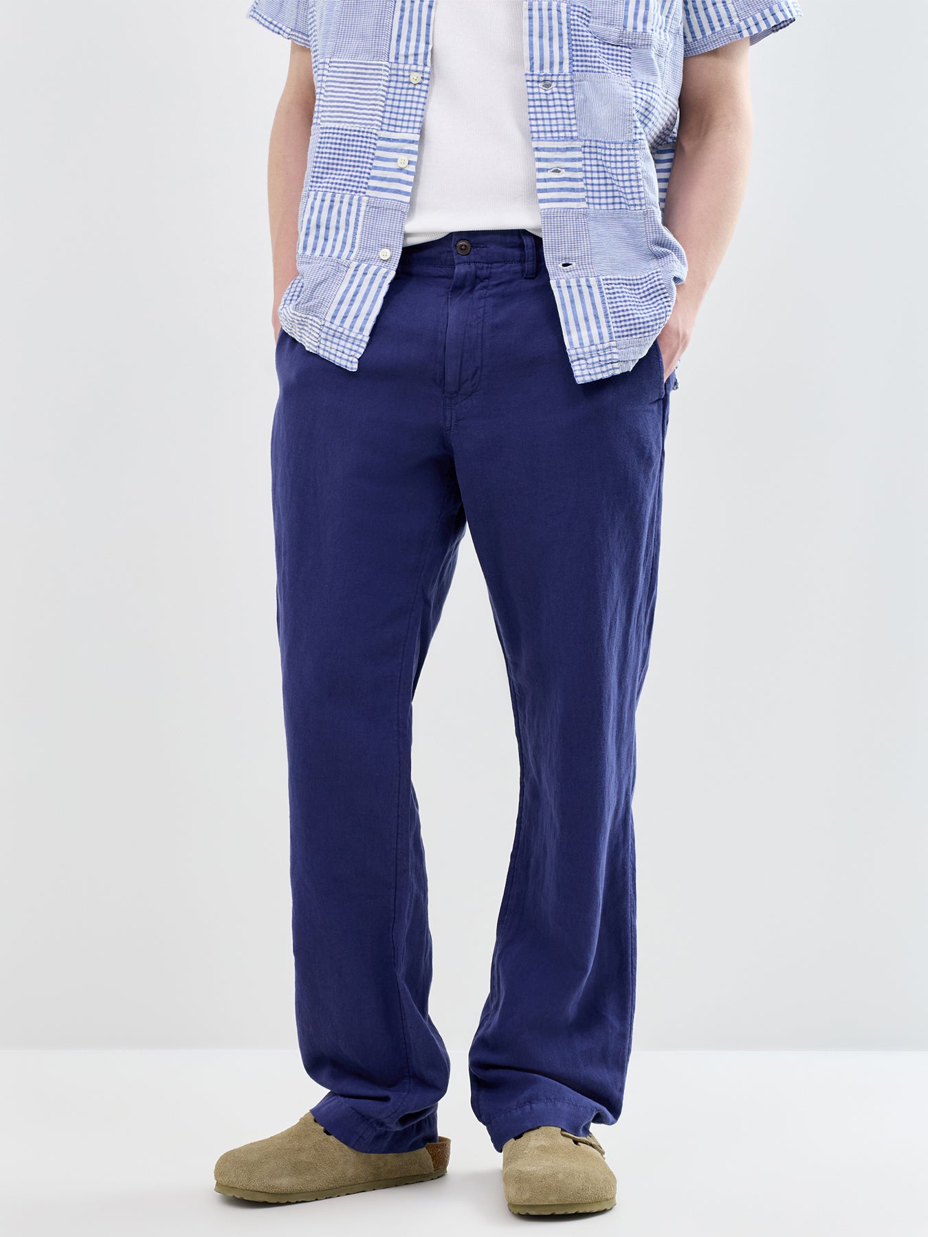 Linen Blend Trousers Navy