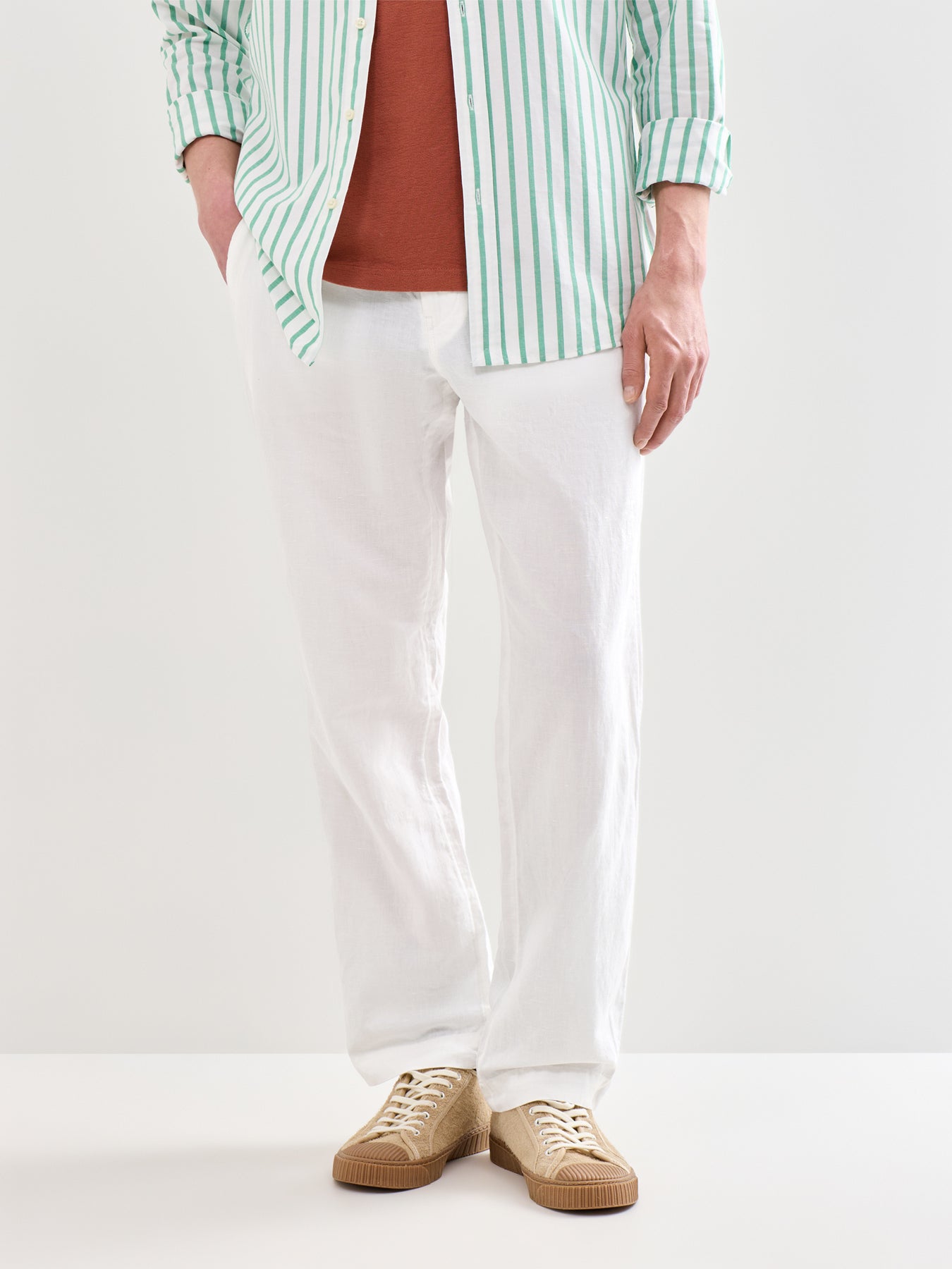Linen Cotton Trousers White