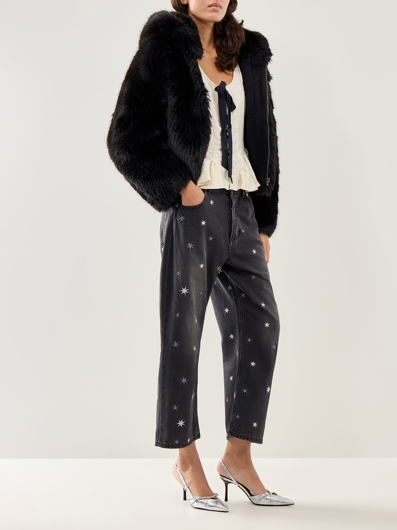 Louder Please Faux-Fur Jacket Black
