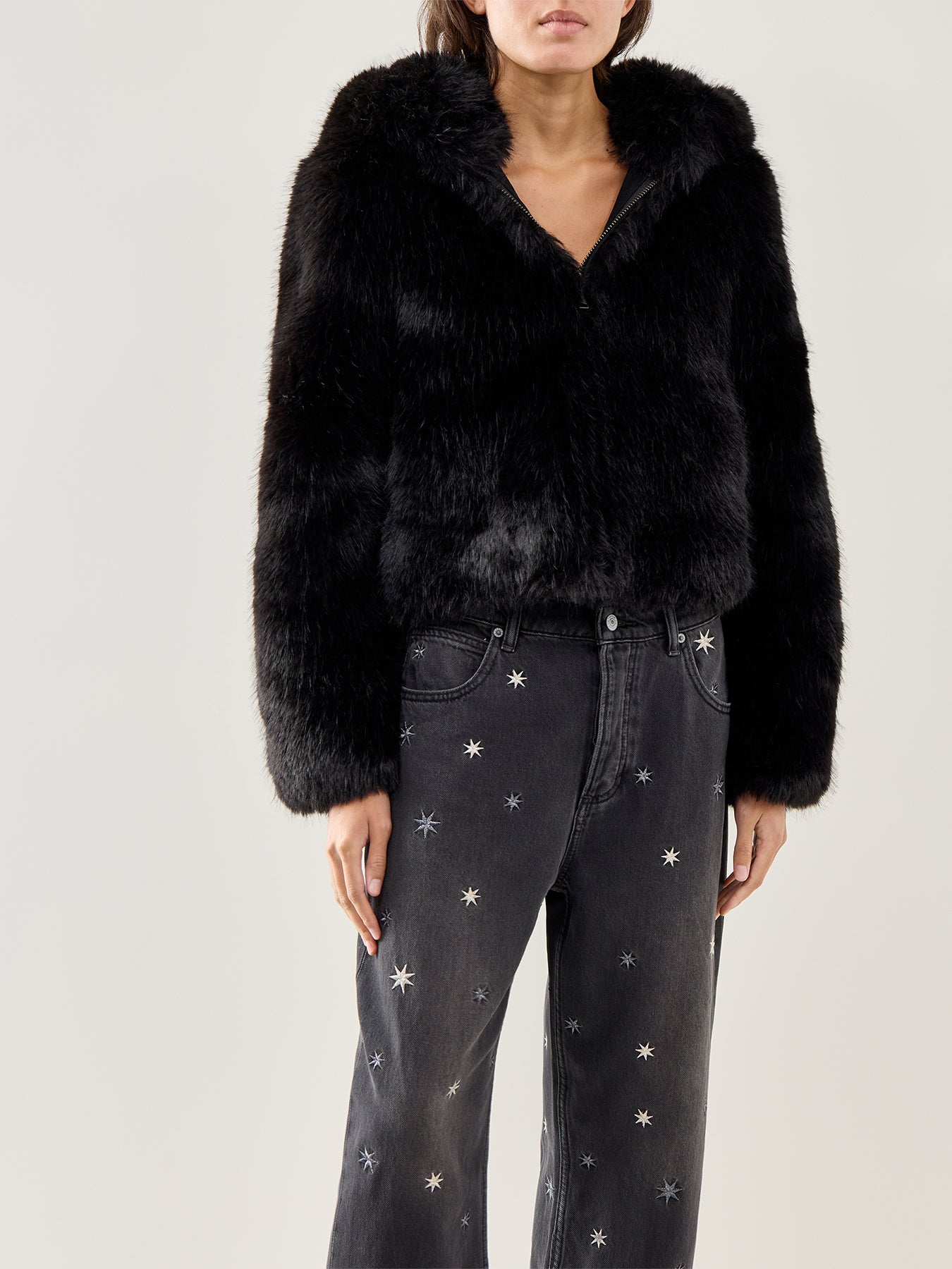 Louder Please Faux-Fur Jacket Black