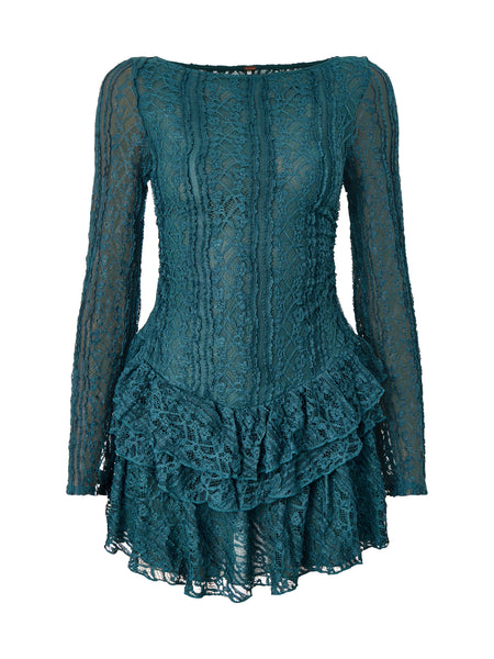 knee length dresses for ladies Tabby Lace Mini Dress Green – Fenwick