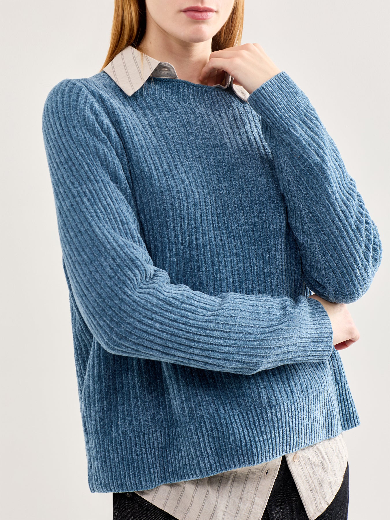 Square Armhole Wool Sweater Blue