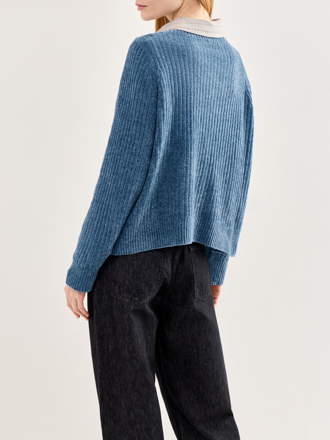 Square Armhole Wool Sweater Blue
