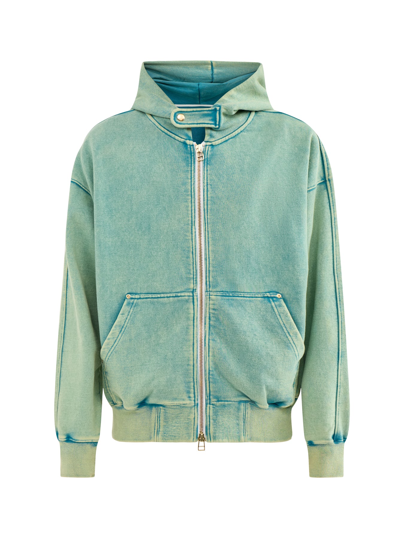 Vintage Dyeing Zip Parka Blue