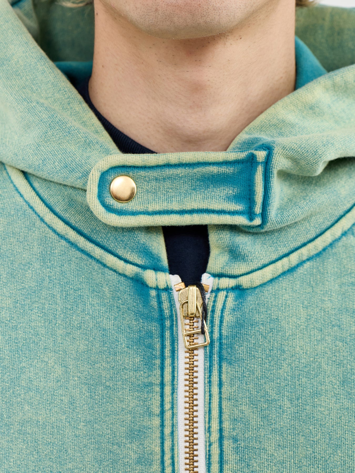 Vintage Dyeing Zip Parka Blue