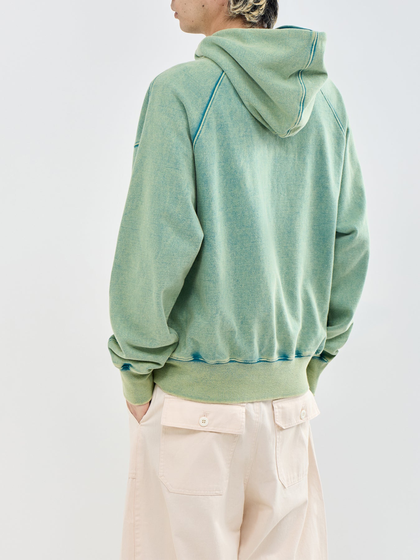 Vintage Dyeing Zip Parka Blue