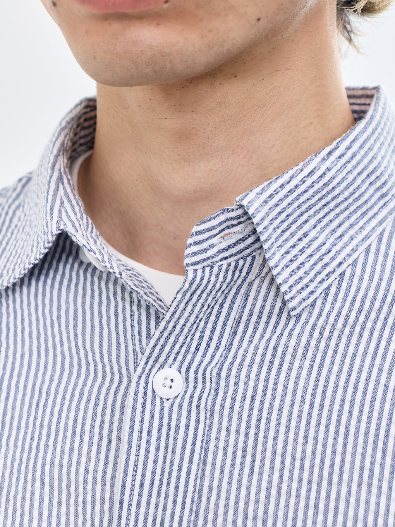 Stripe Seersucker Shirt Blue