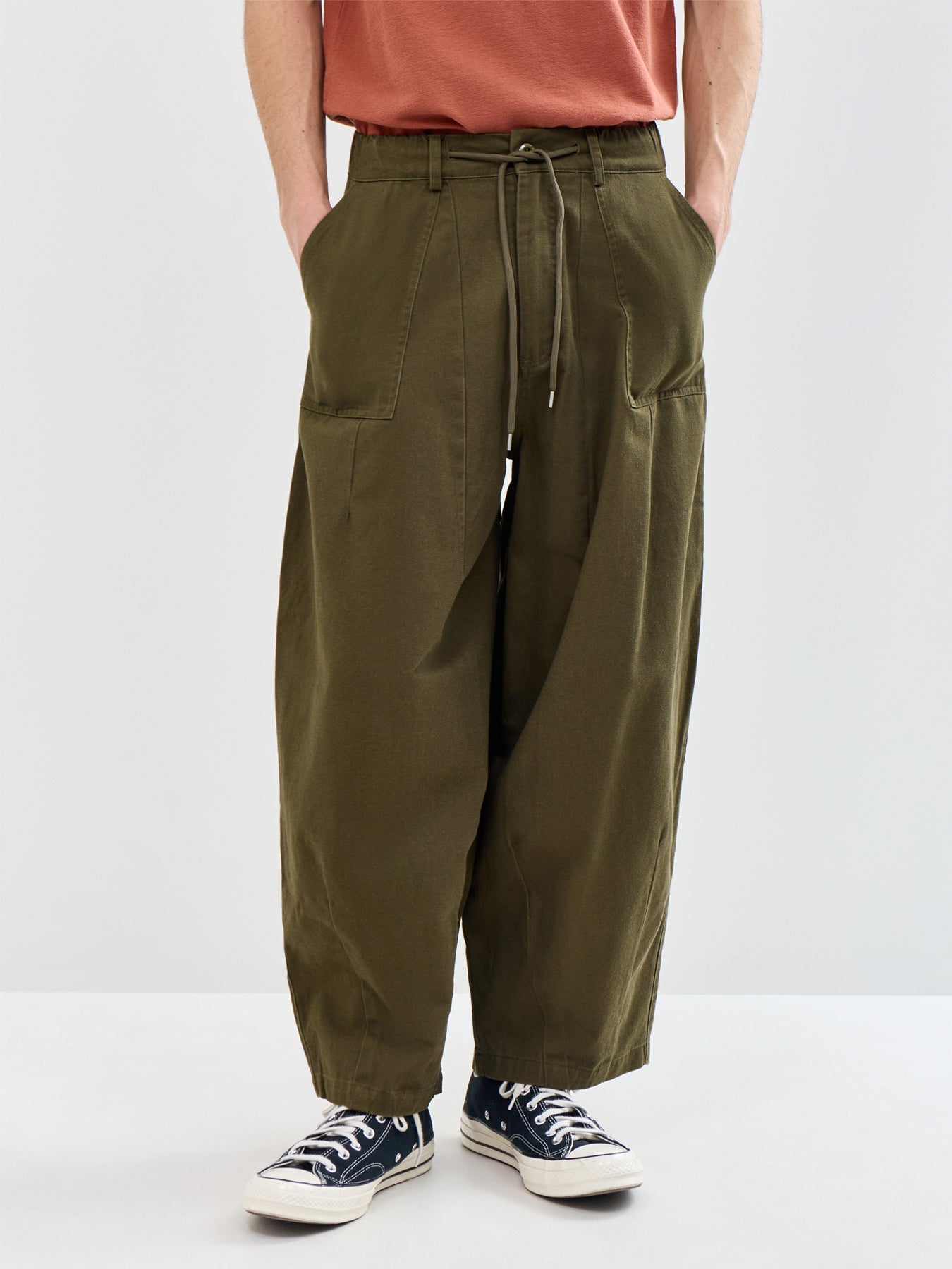 Twill Balloon Trousers Olive