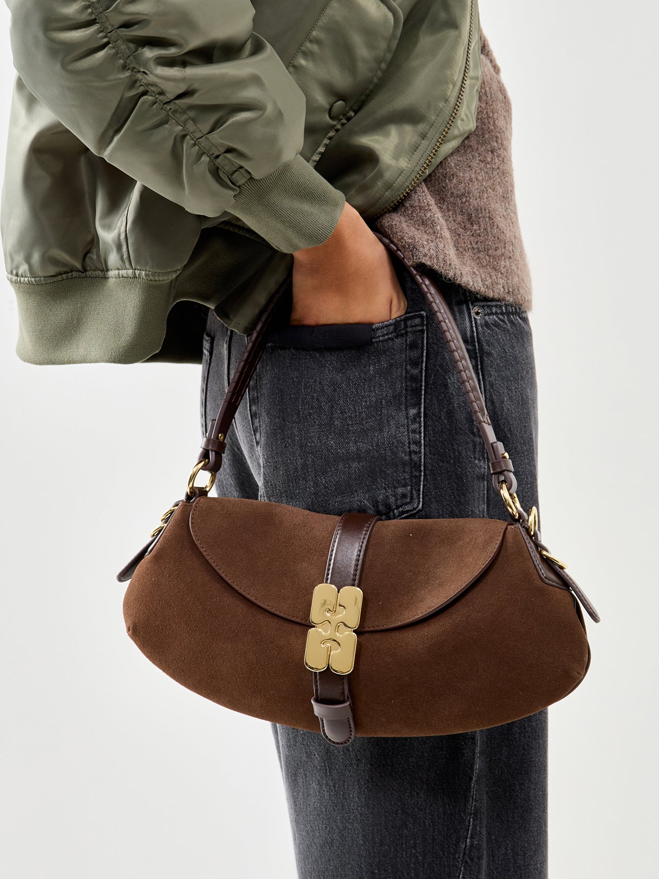 Kat Baguette Suede Brown