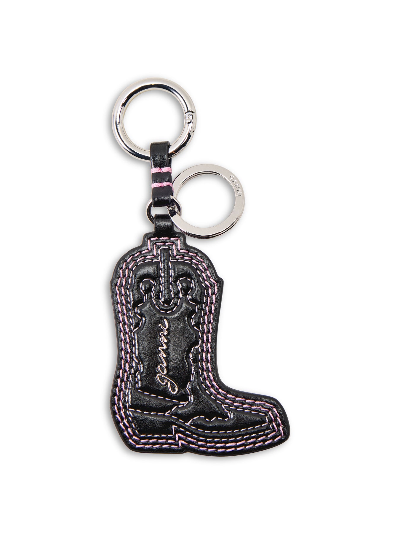 Western Boot Metal Keyring Pink