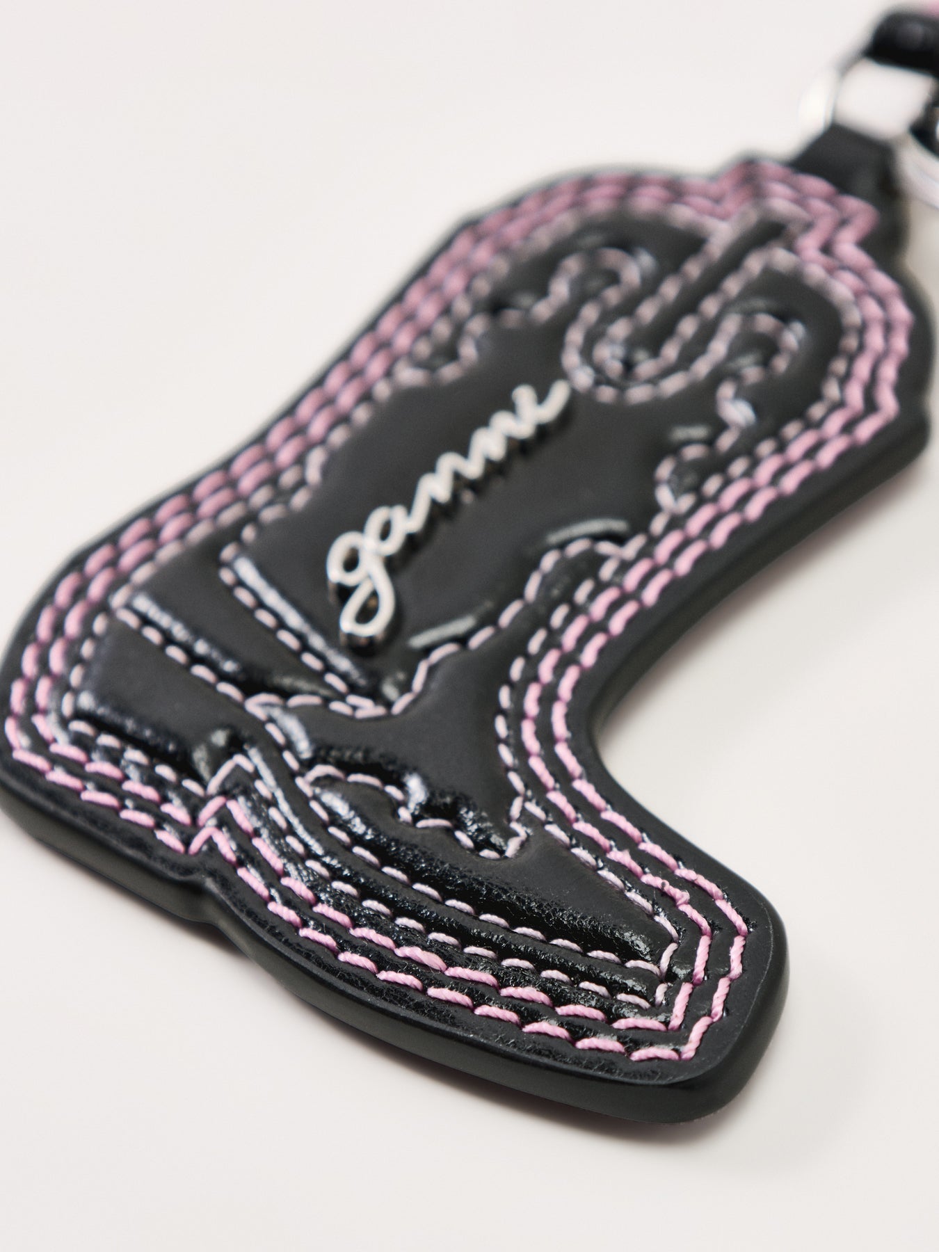 Western Boot Metal Keyring Pink