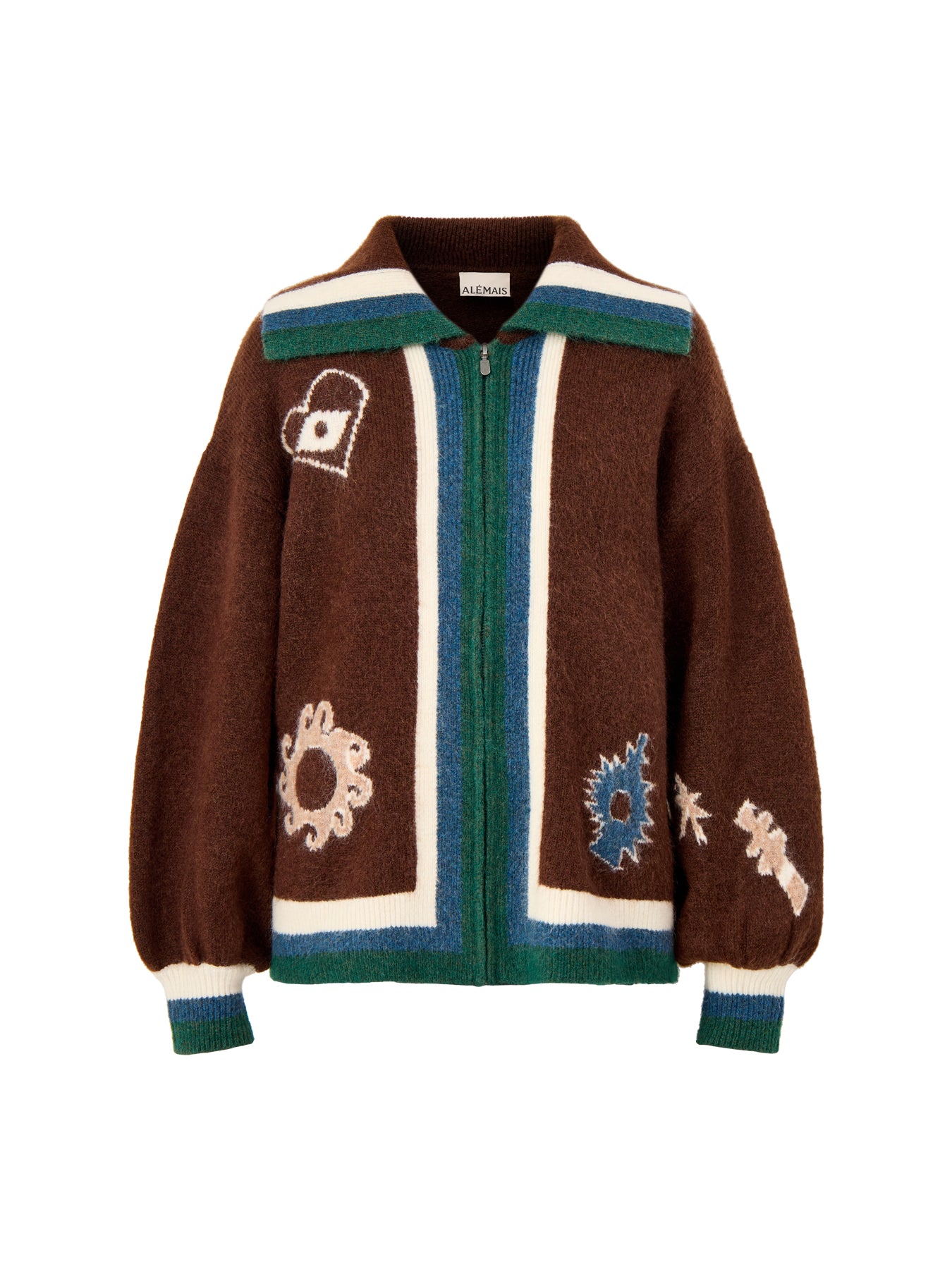 Maroc Zip Up Knit Cardigan Chocolate