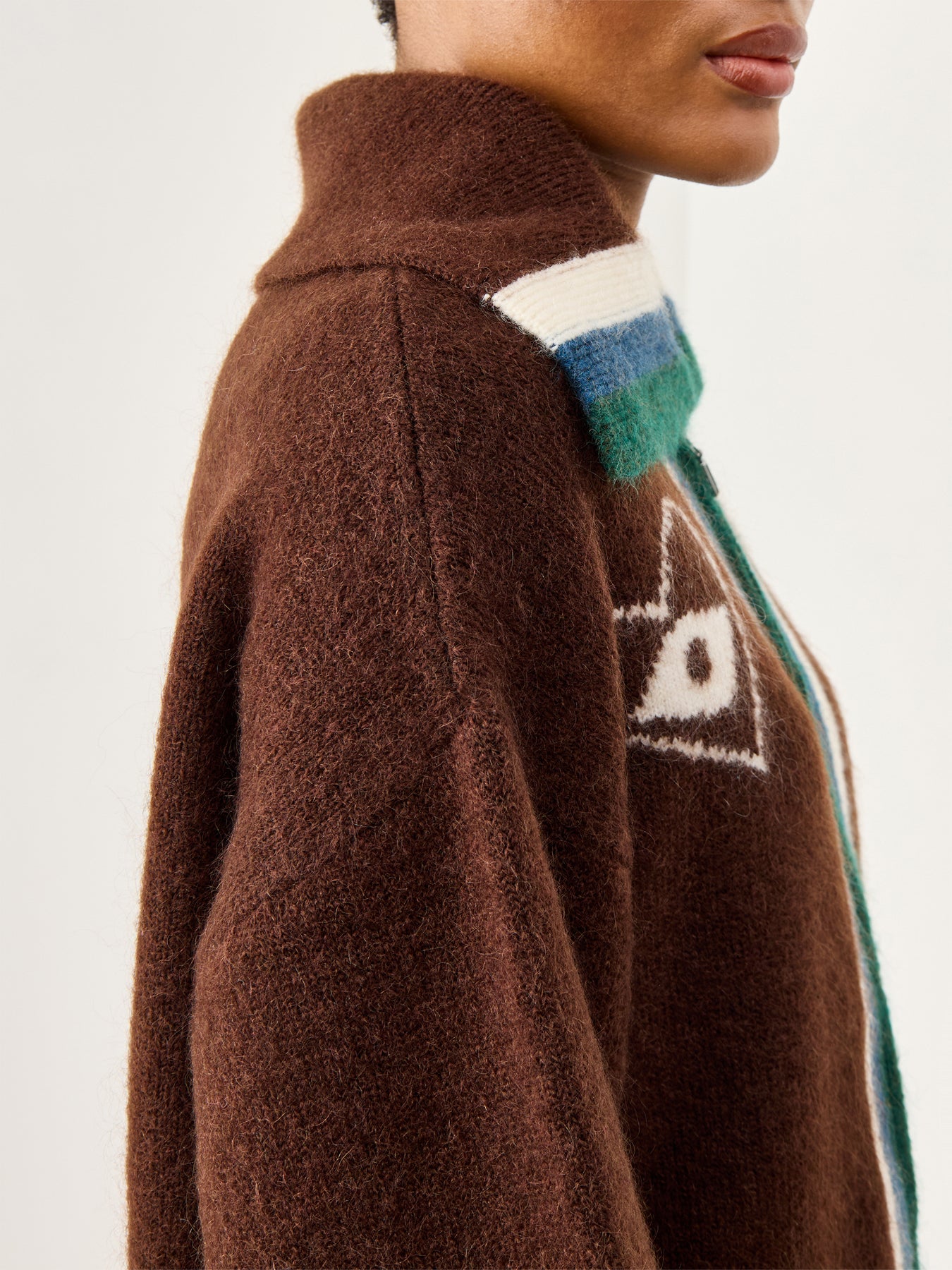 Maroc Zip Up Knit Cardigan Chocolate