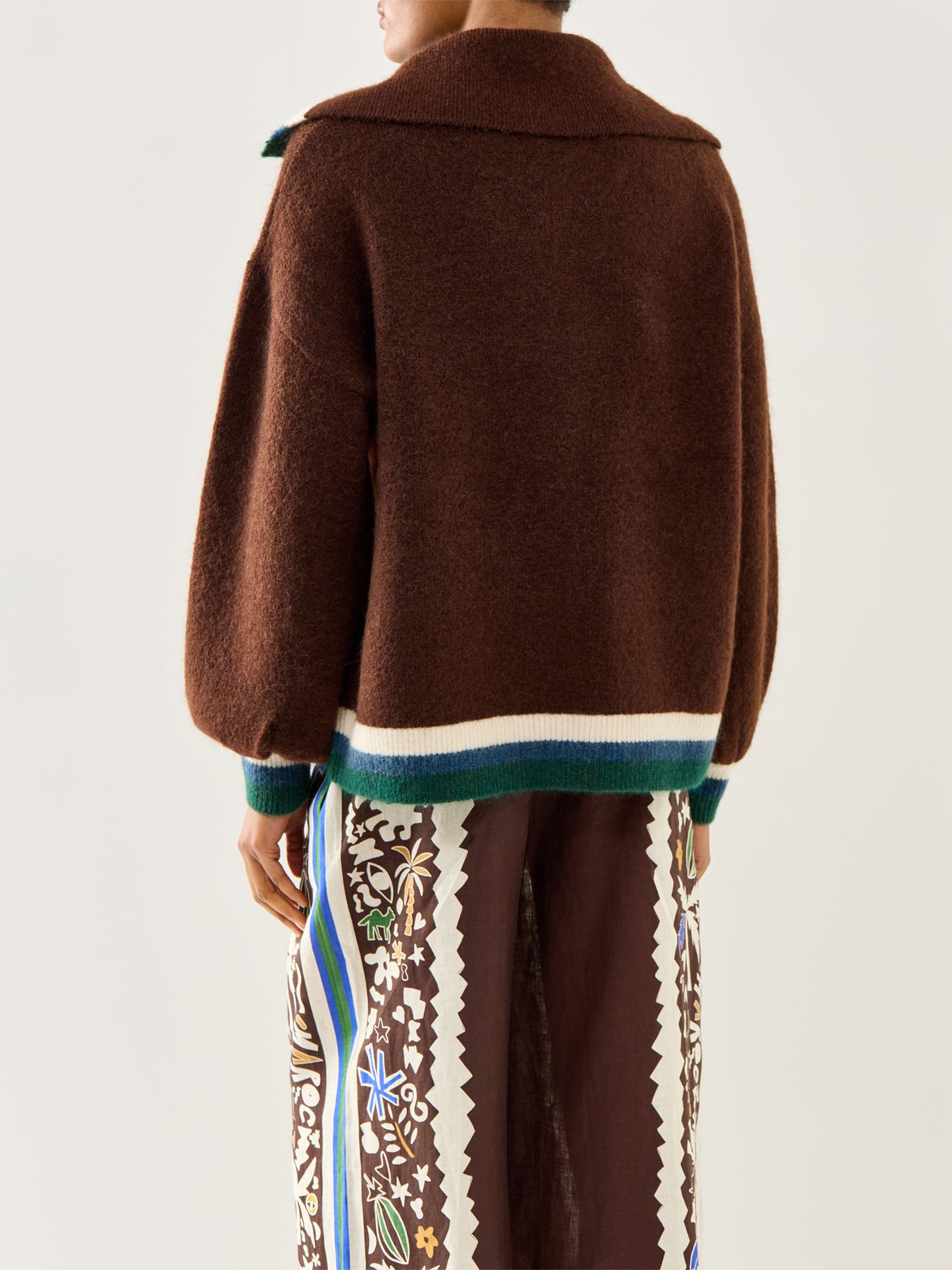 Maroc Zip Up Knit Cardigan Chocolate