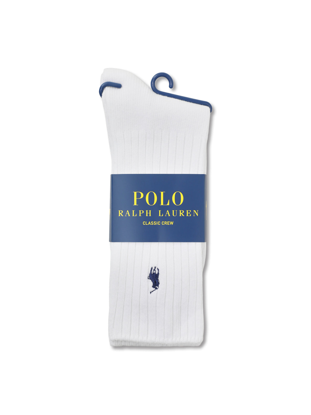 Cotton Blend Single Crew Socks - White & Navy