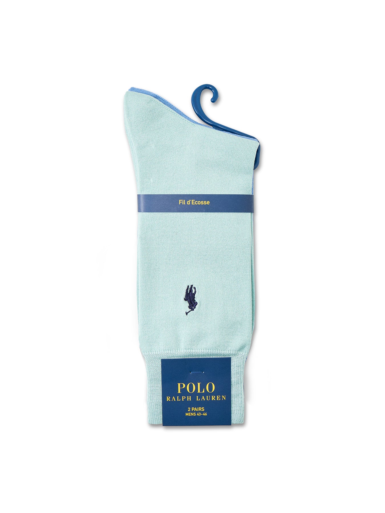 2 Pack Mercerised Crew Socks Blue