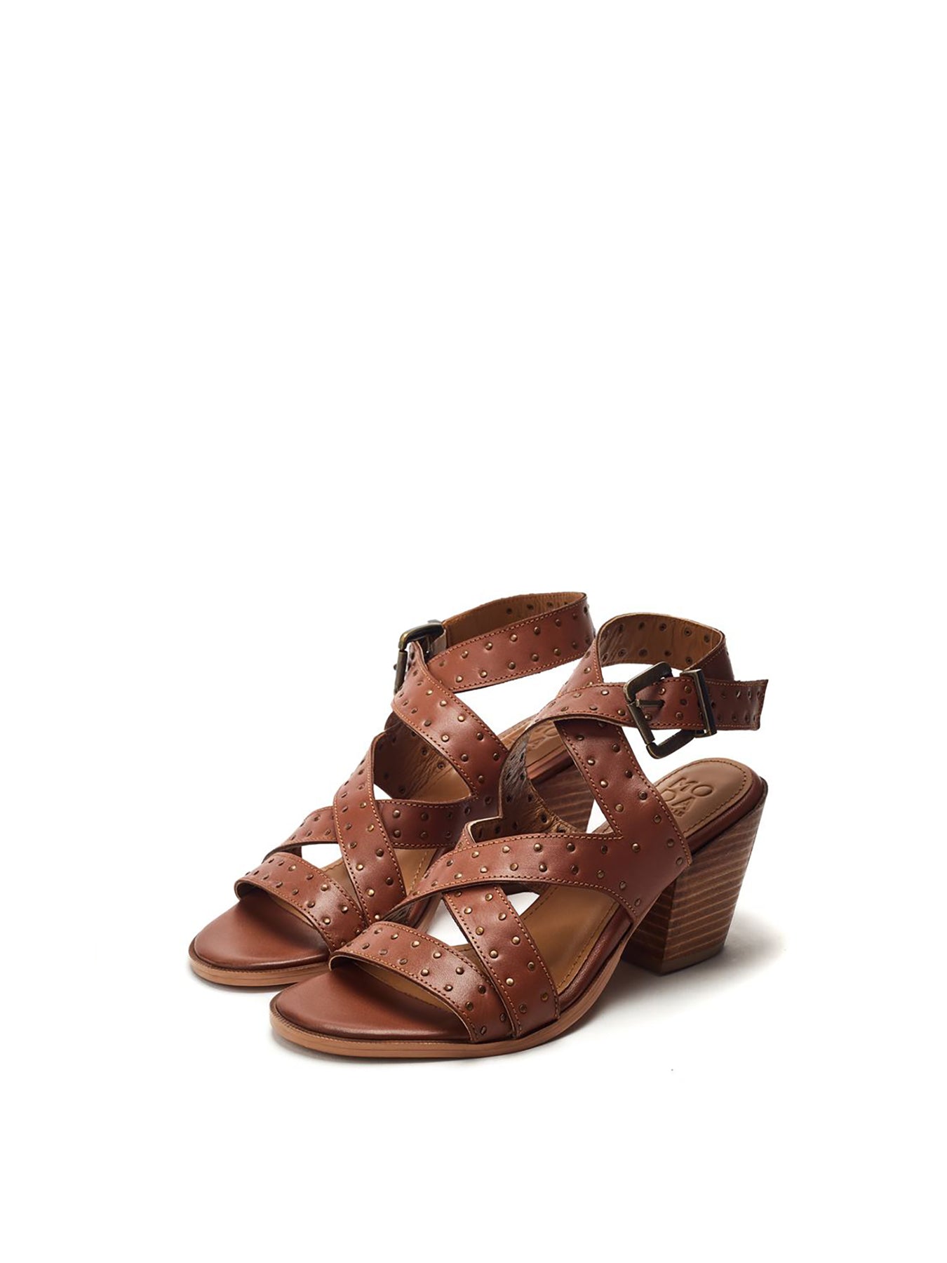 Mayley Heeled Leather Sandals Tan