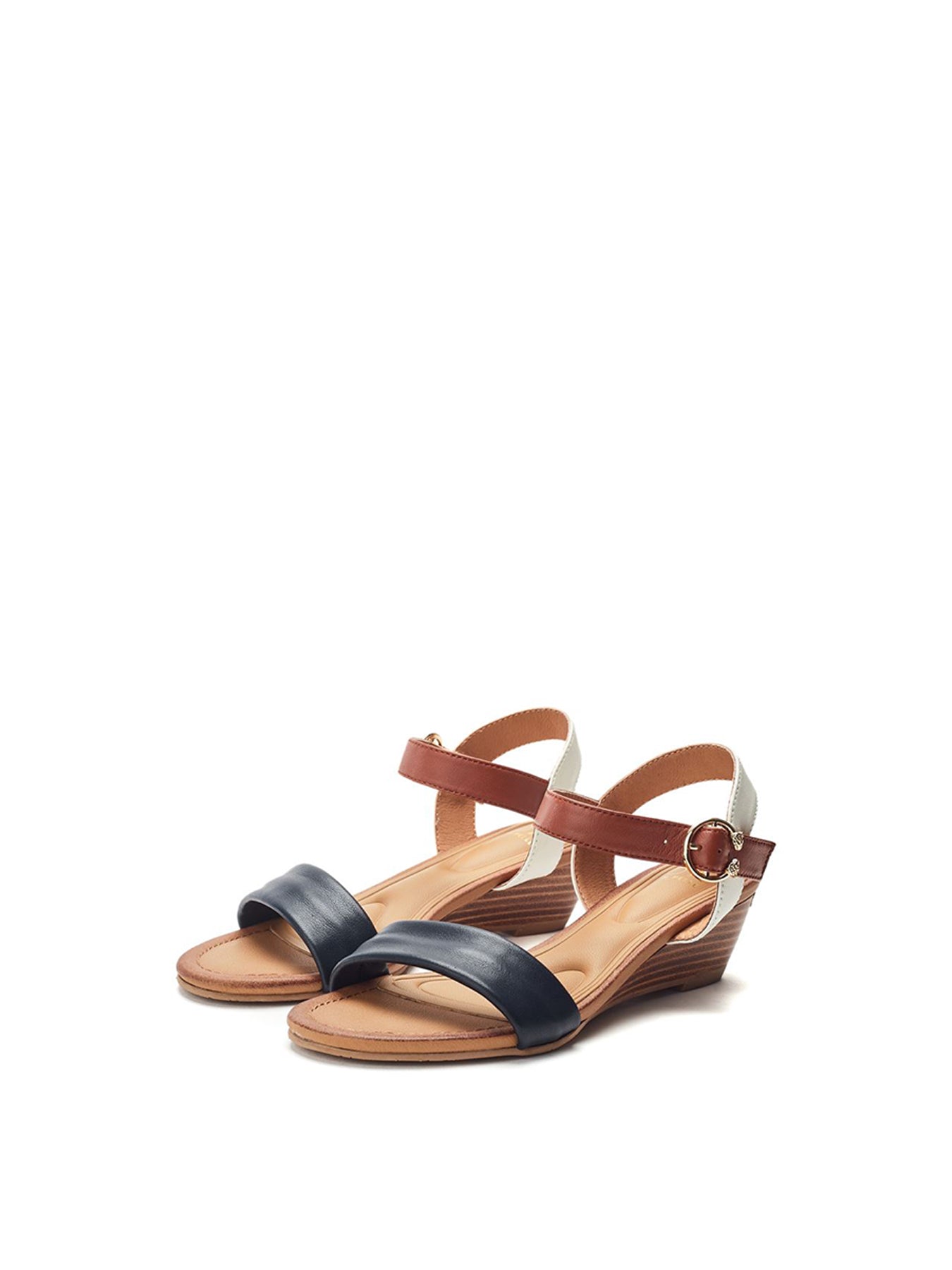 Mayapple Leather Heeled Sandals Navy