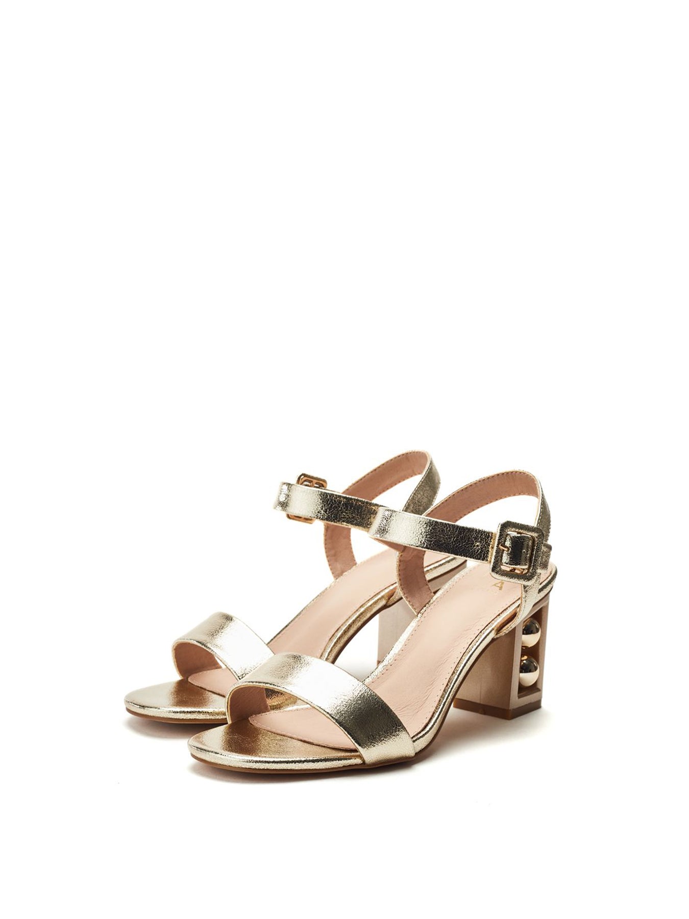 Sandypearl Leather Heeled Sandals Multi