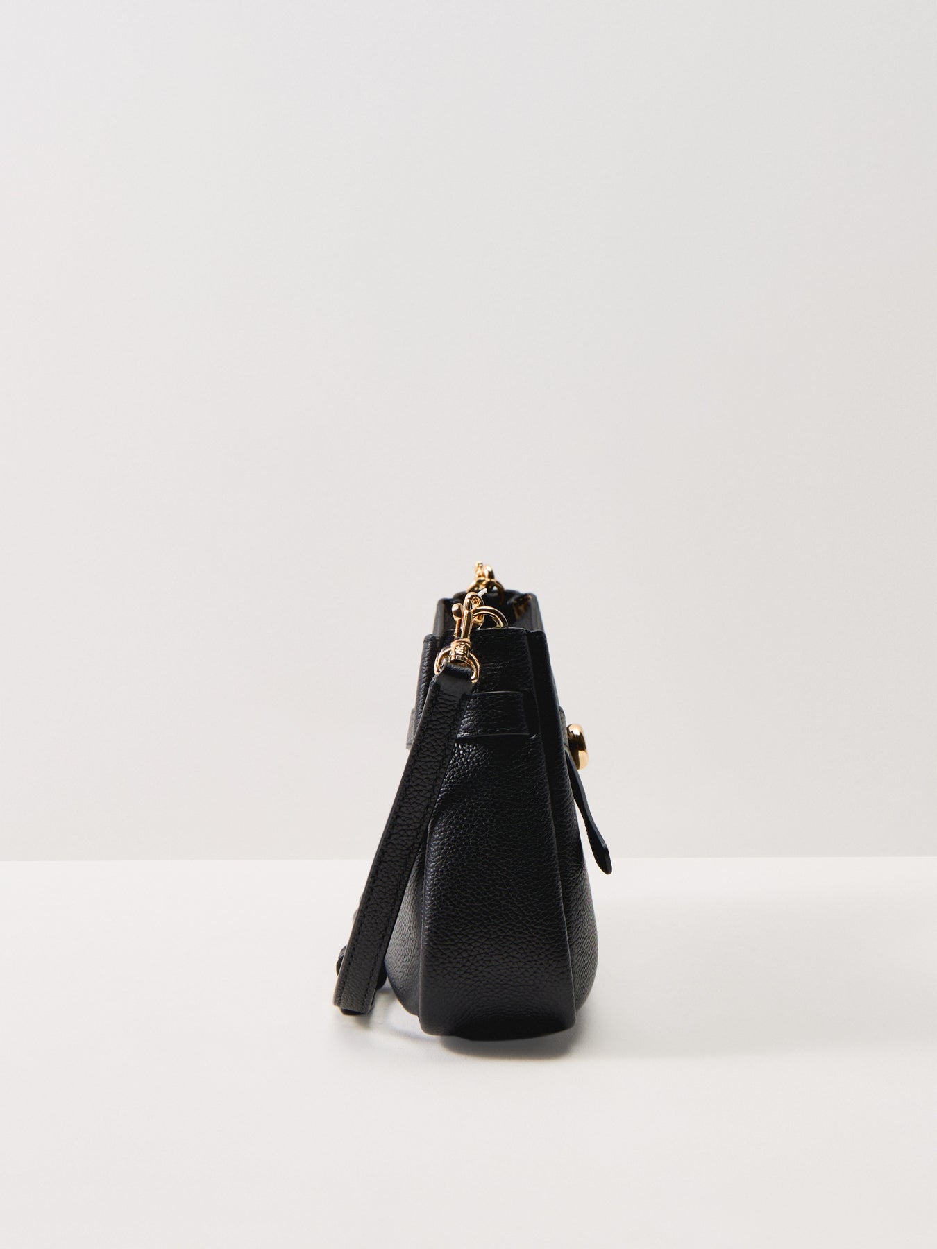 Romy Zip Top Leather Crossbody Black