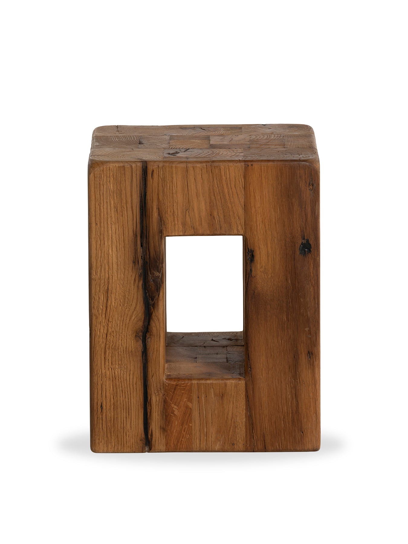 Strath Recycled Oak Stool Brown