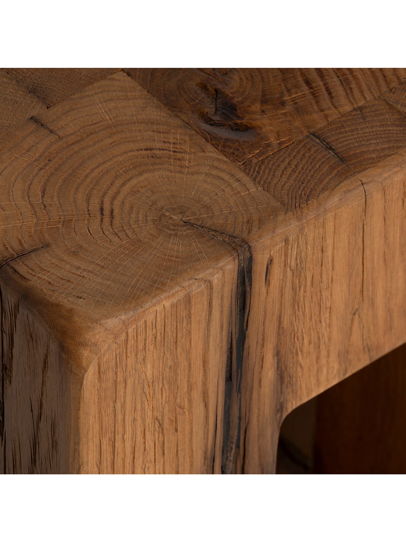 Strath Recycled Oak Stool Brown