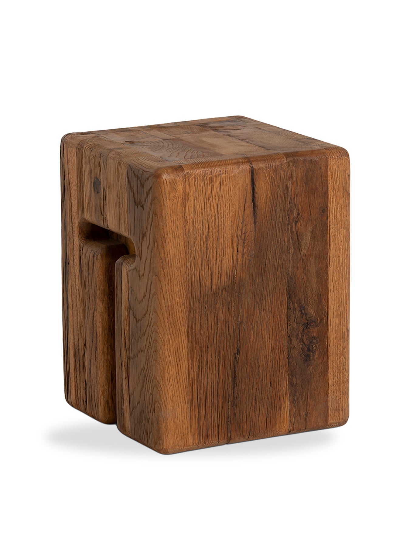 Knole Recycled Oak Stool Brown