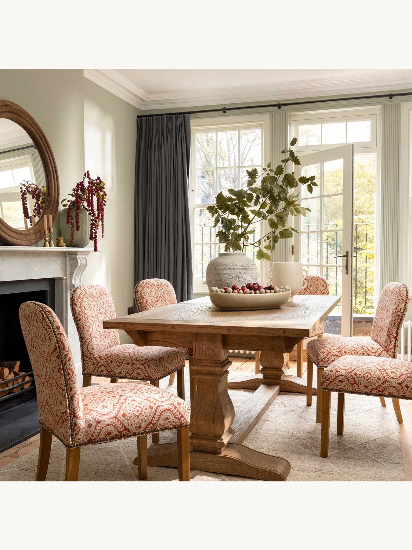 Gable Patterned Fabric Dining Chair Red