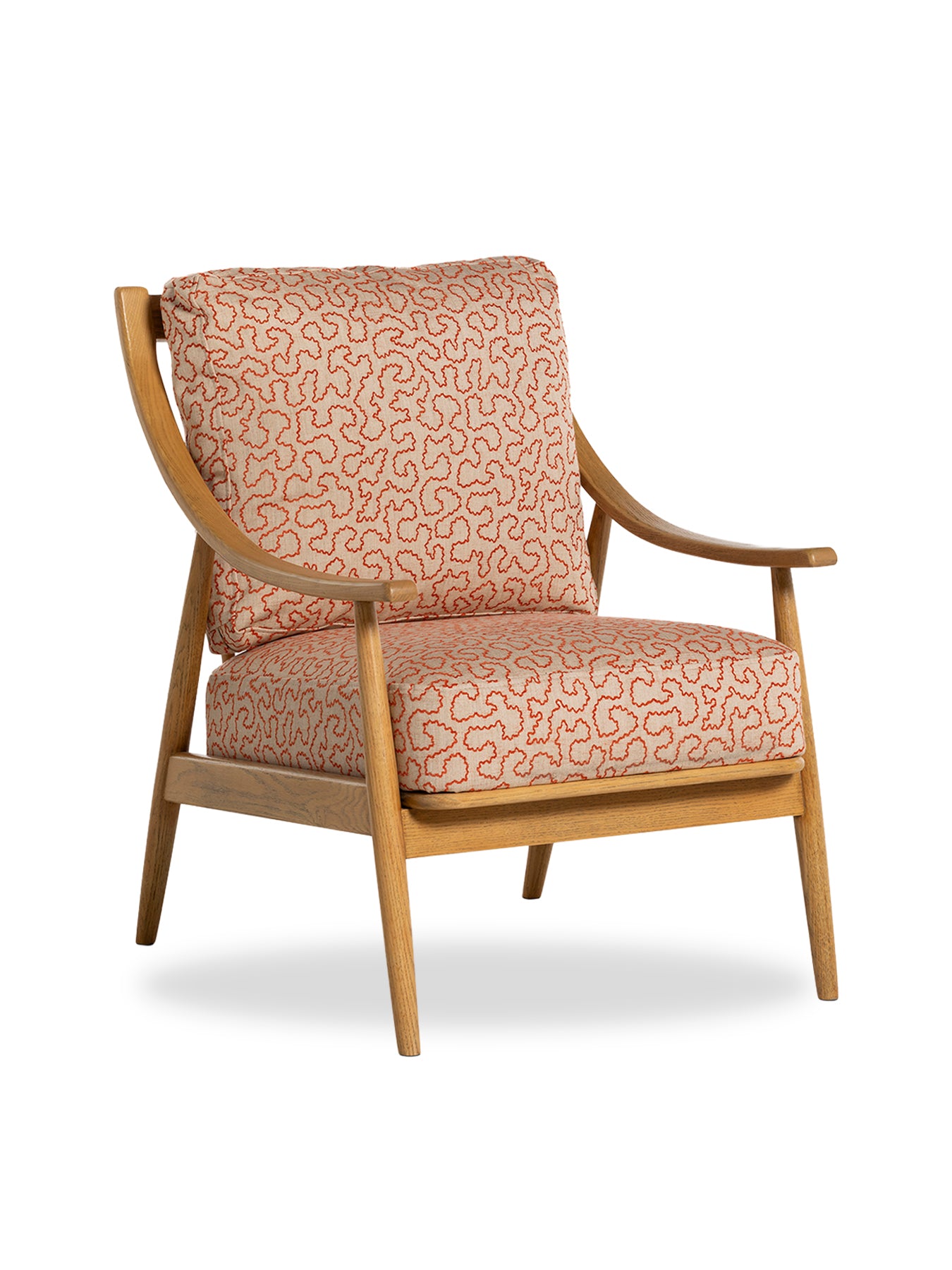 Runa Patterned Fabric Accent Chair Red