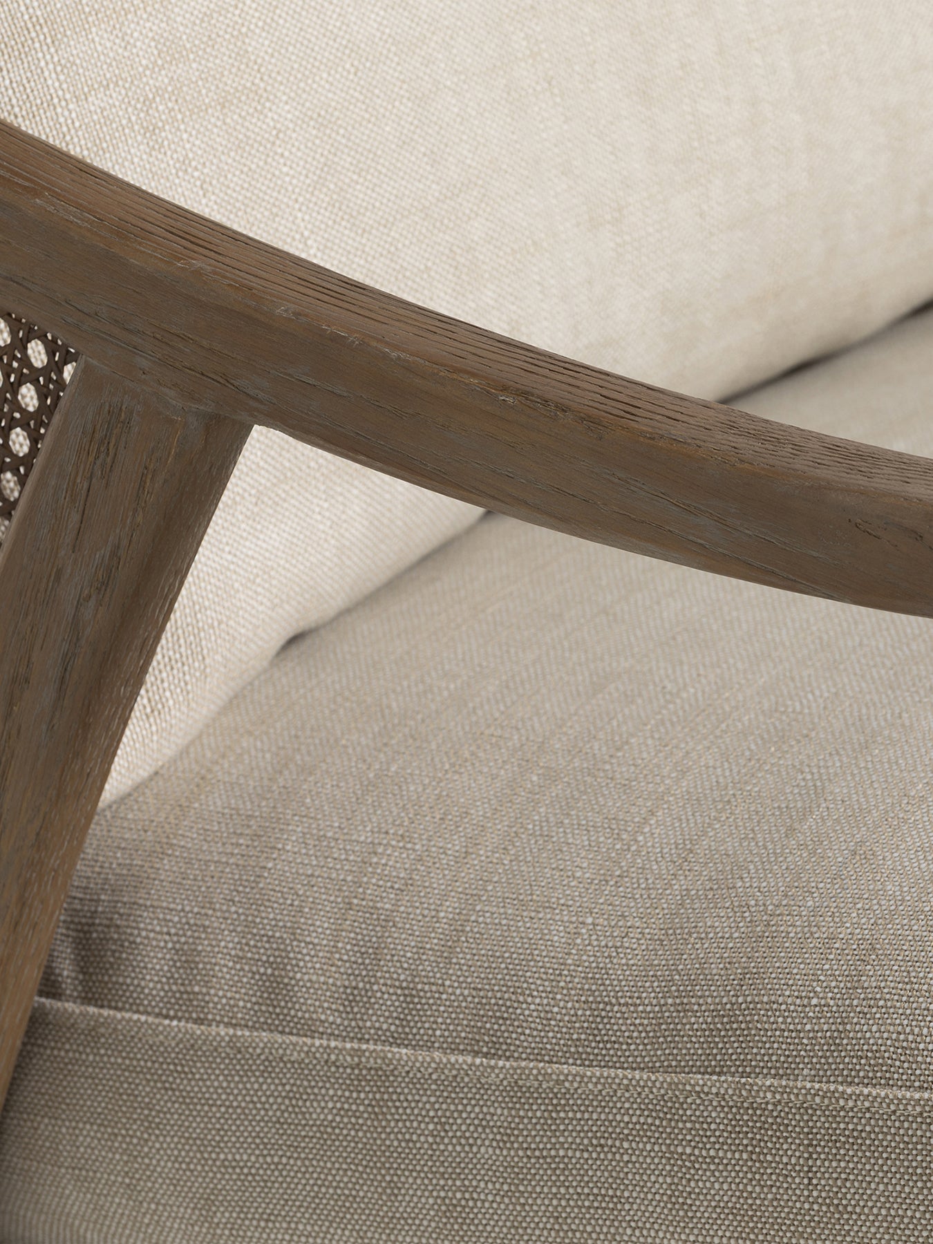 Pascal Beige Fabric 2-Seater Sofa with Rattan Sides