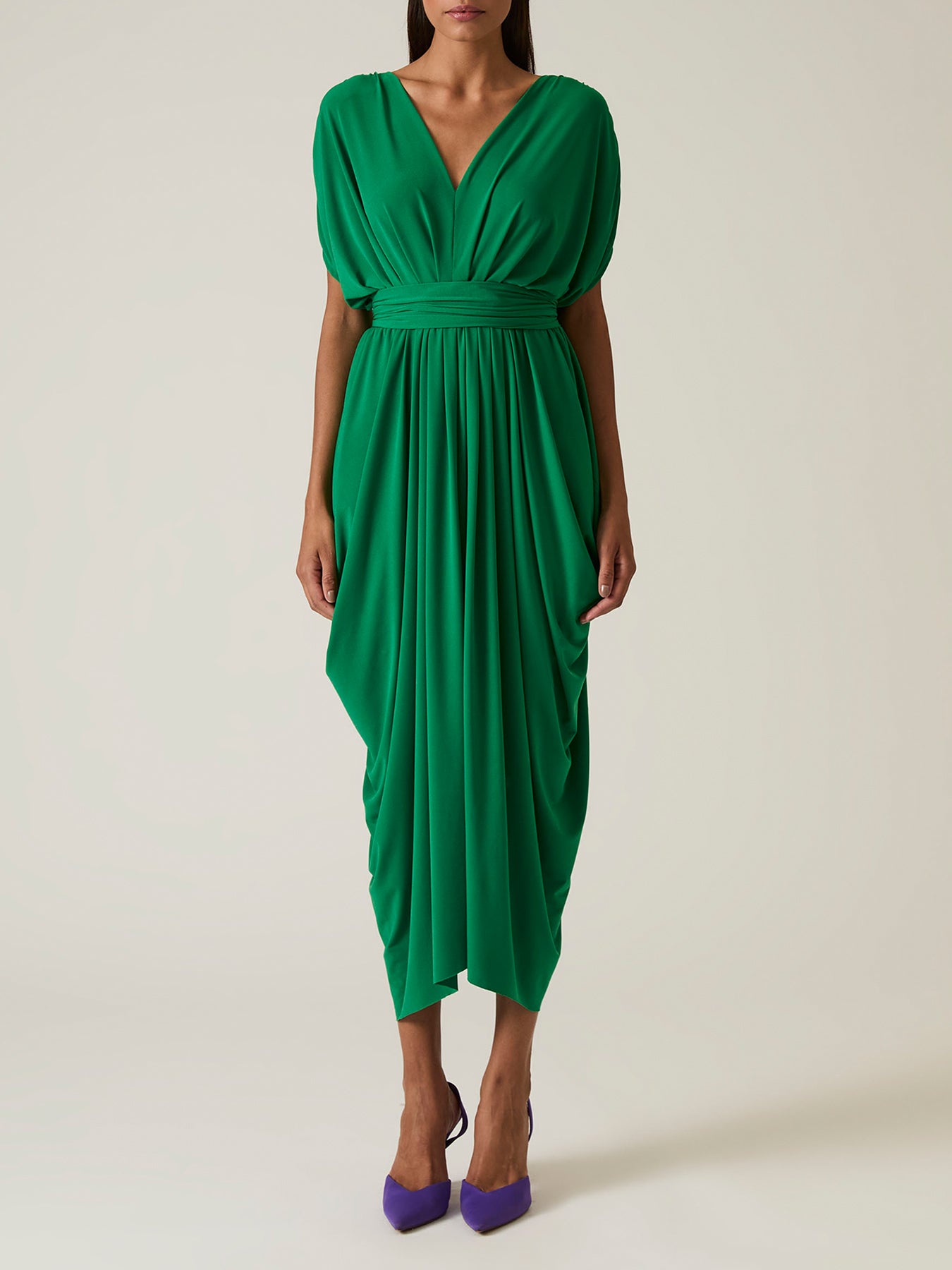 Draped Midi Dress Green