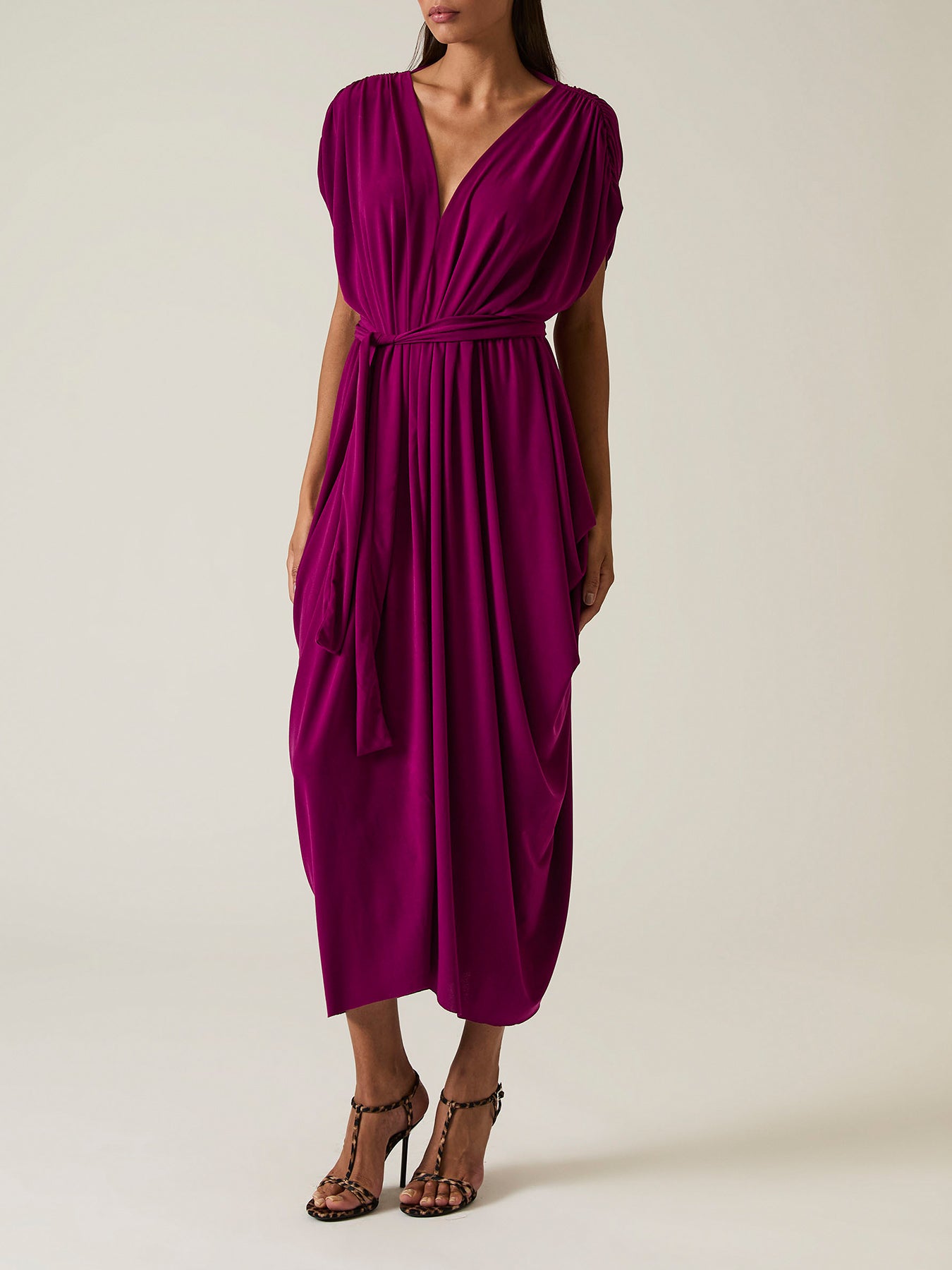 Draped Midi Dress Purple