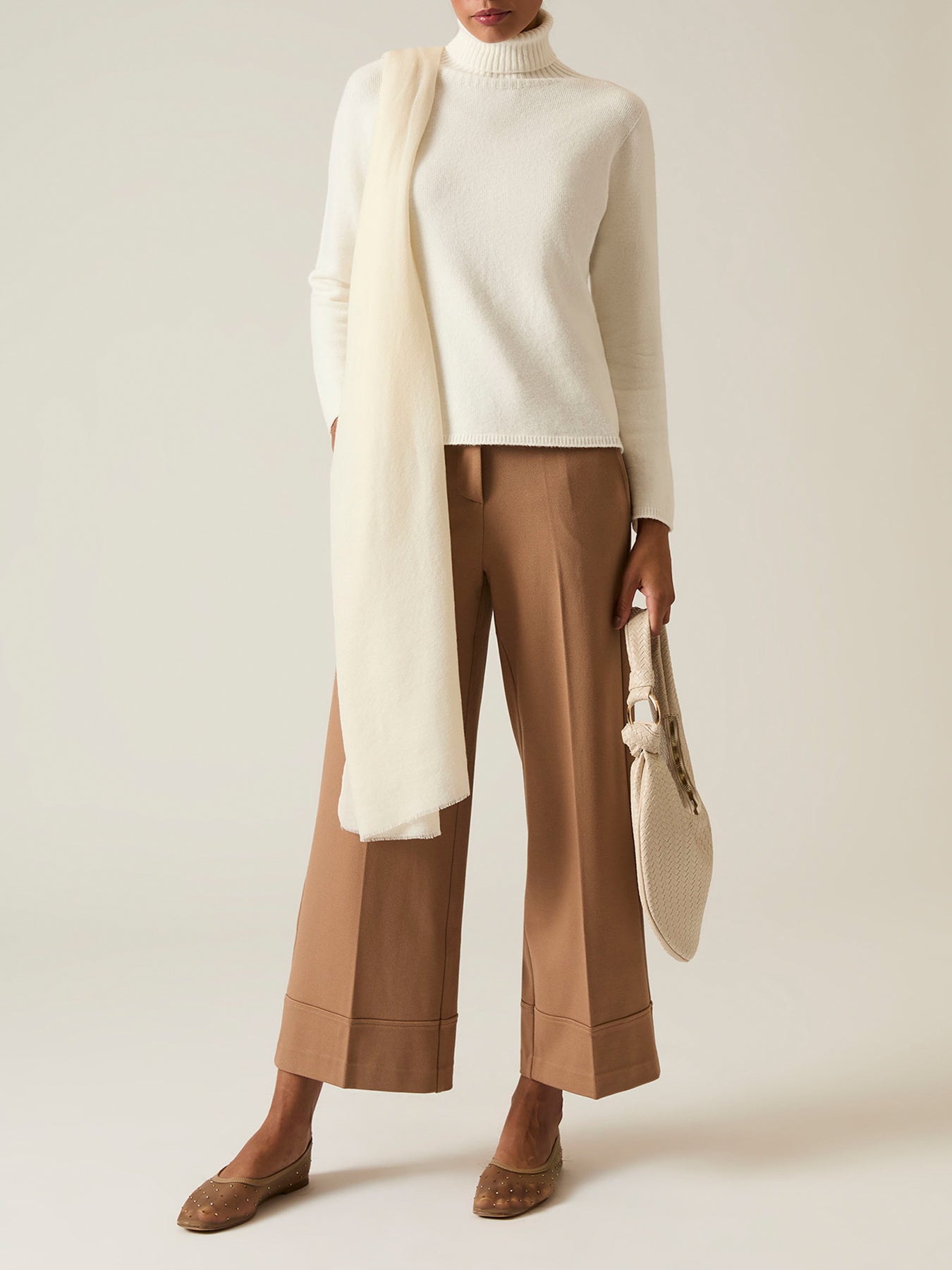Polo Neck Jumper White