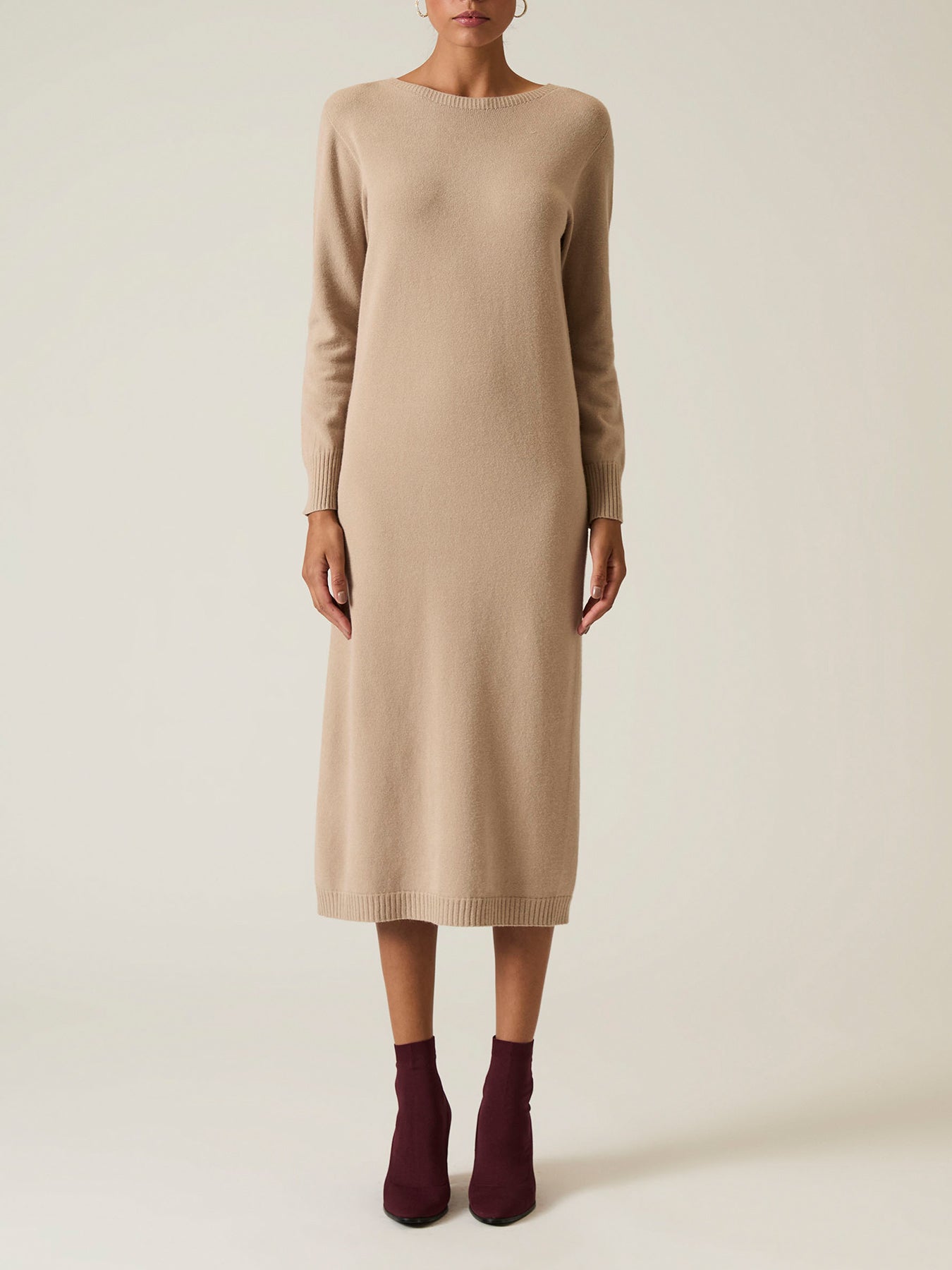 Knitted Midi Dress Taupe