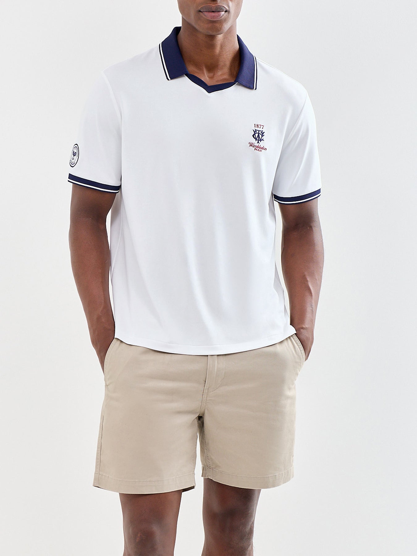 Wimbledon Open Neck Polo Shirt White