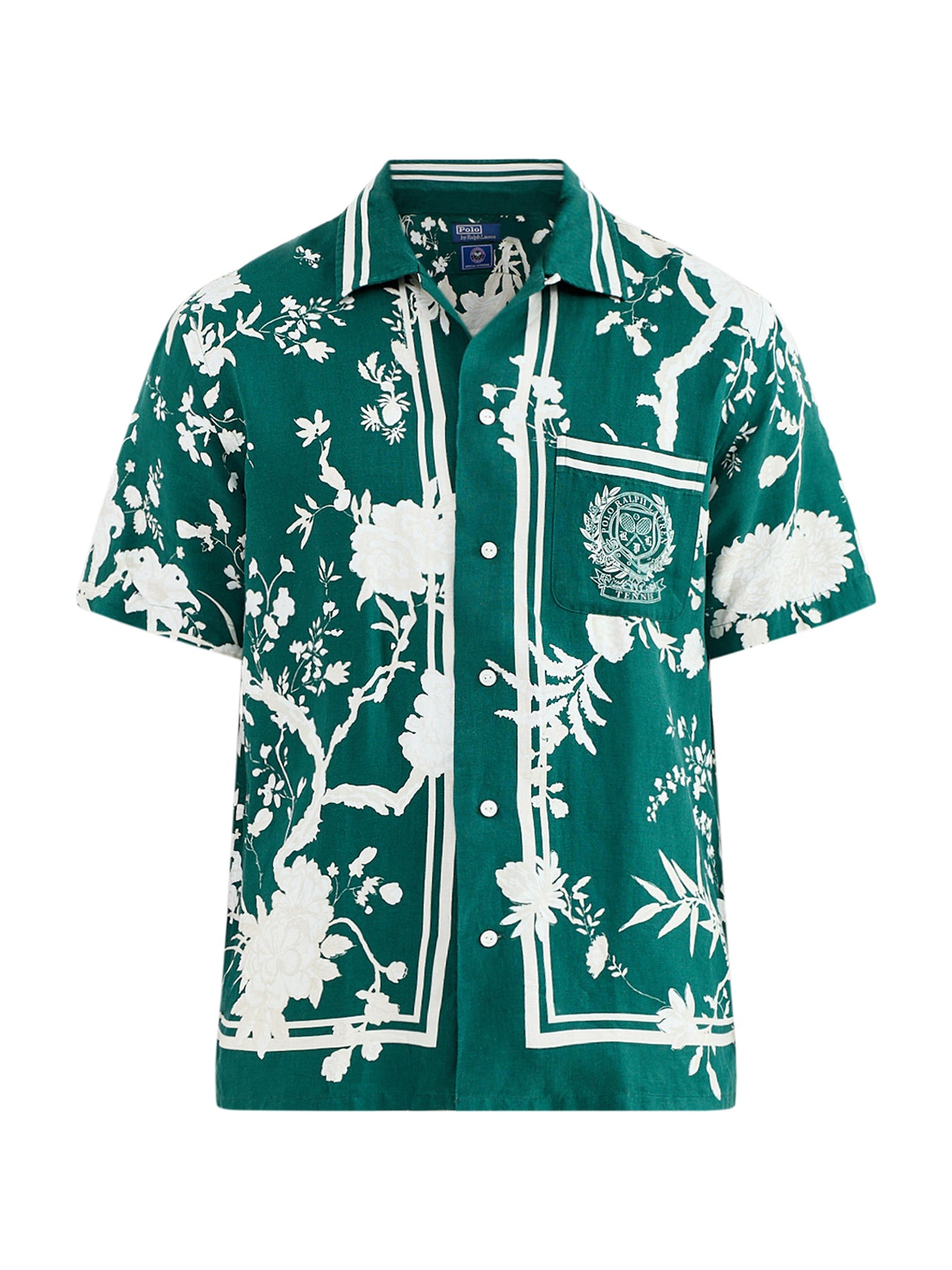 Wimbledon Floral Linen Shirt Green