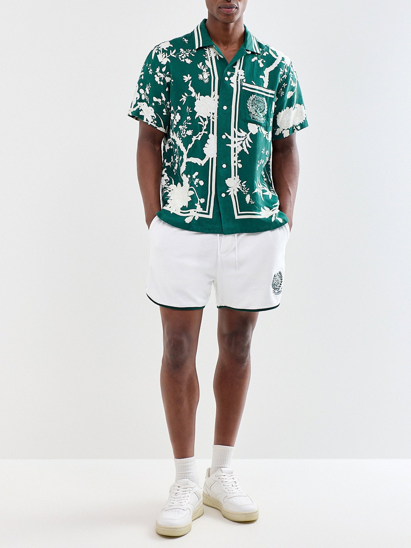 Wimbledon Floral Linen Shirt Green