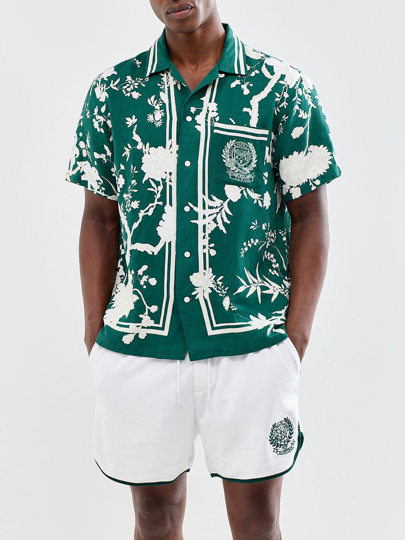 Wimbledon Floral Linen Shirt Green