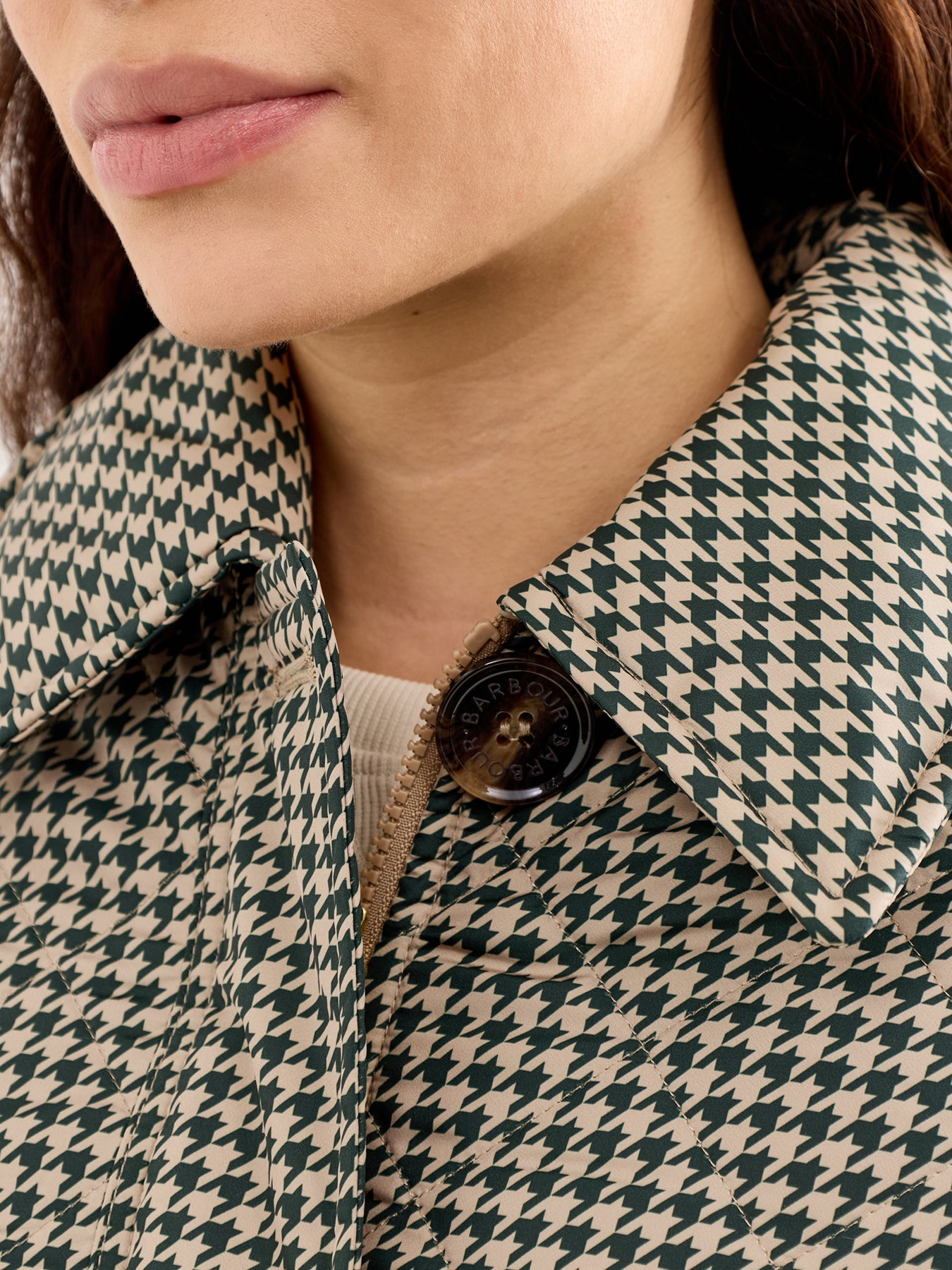 Laoise Check Quilted Jacket Green