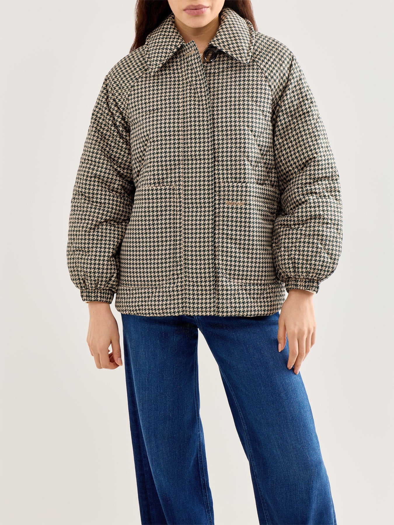 Laoise Check Quilted Jacket Green