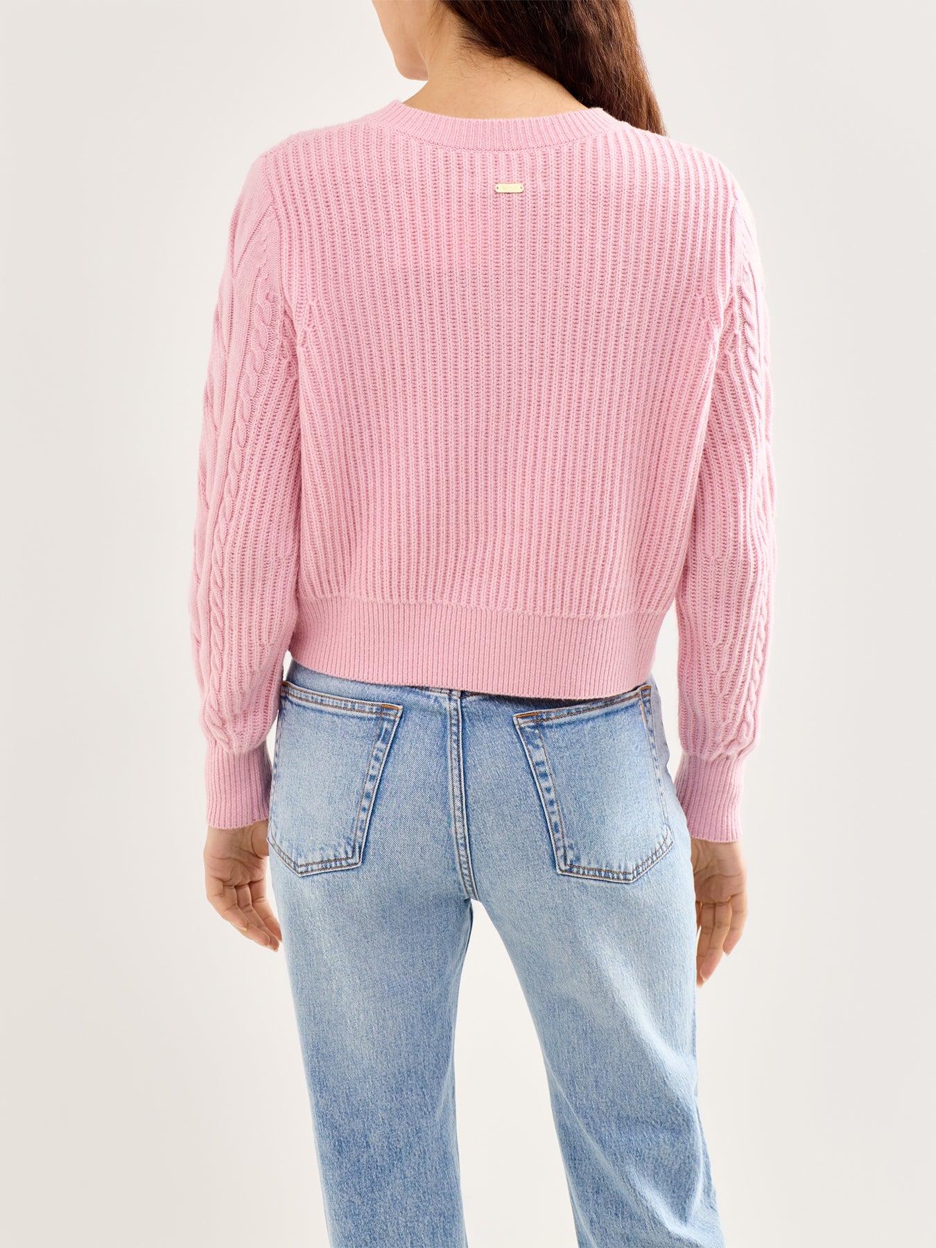 Elina Knitted Crew Neck Cardigan Pink