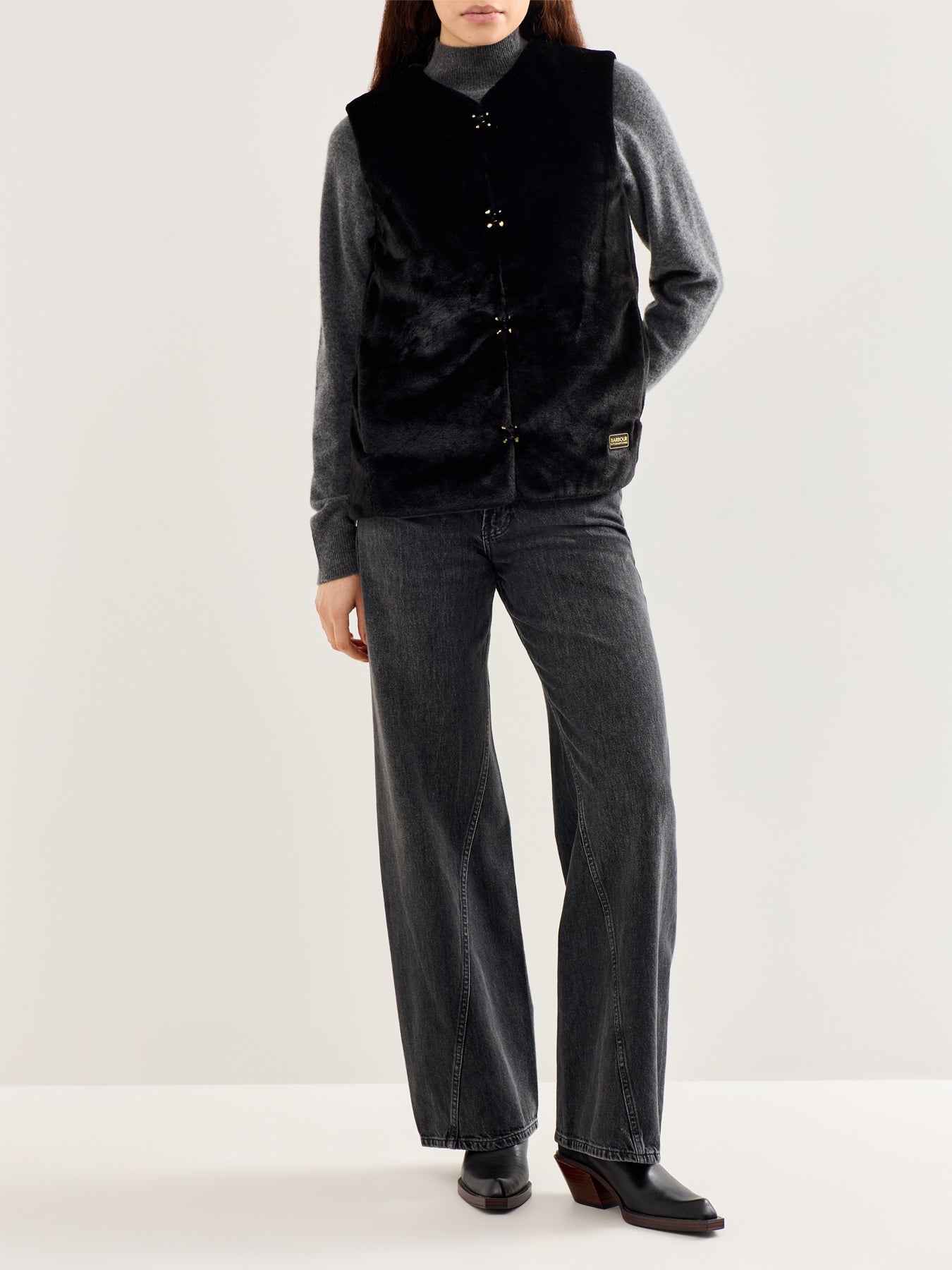 Milan Fur Trim Gilet Black