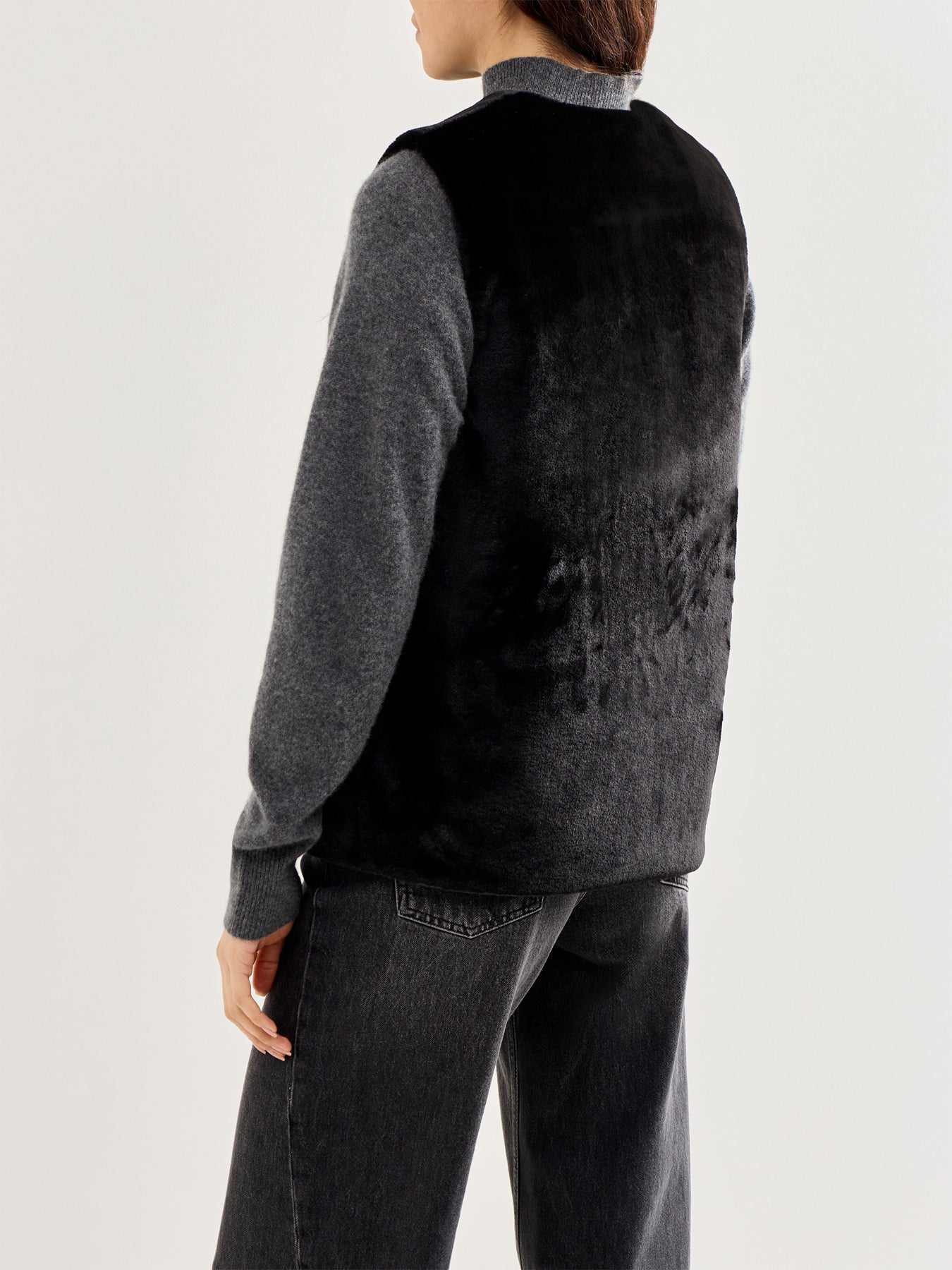 Milan Fur Trim Gilet Black