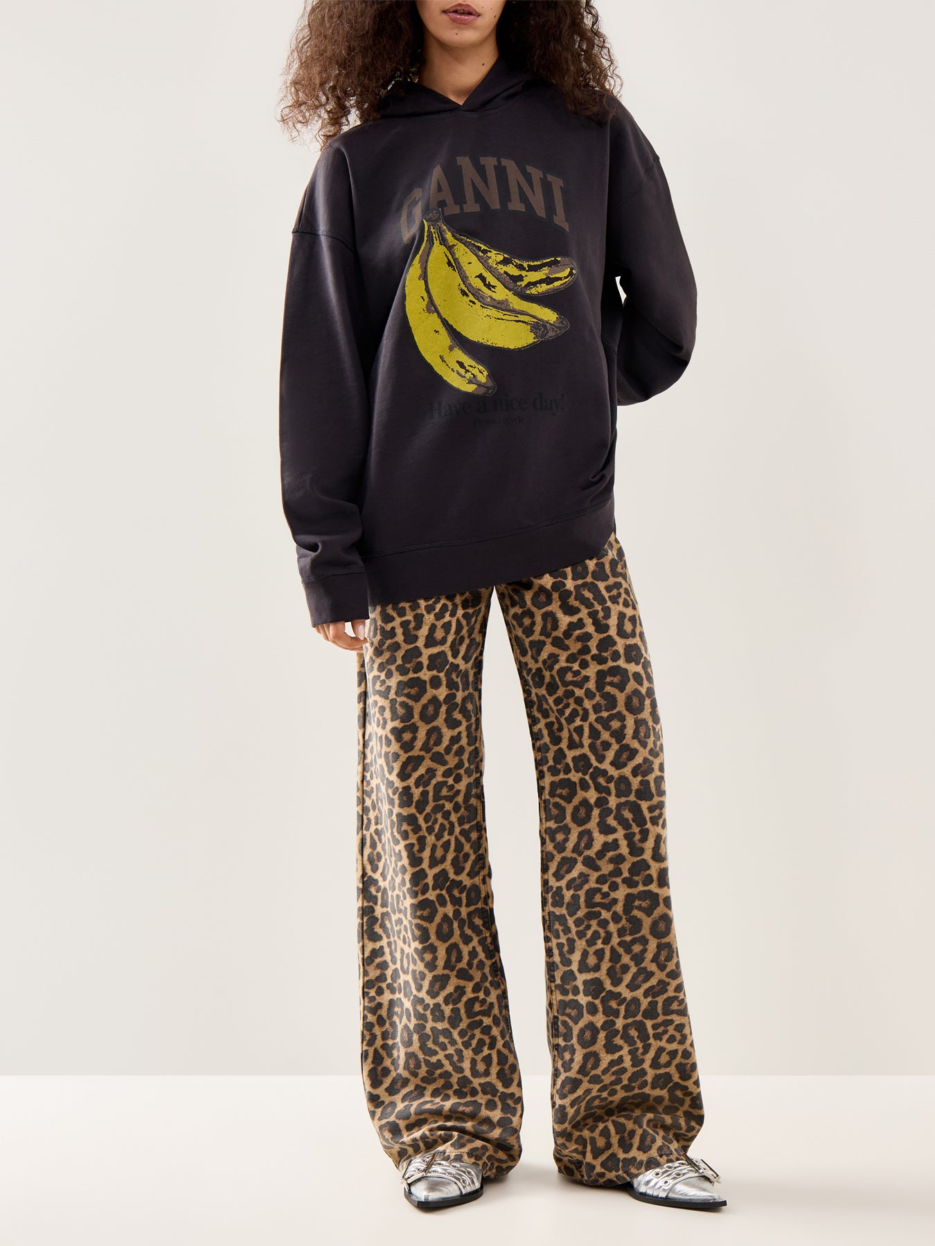 Banana Print Isoli Hoodie Black