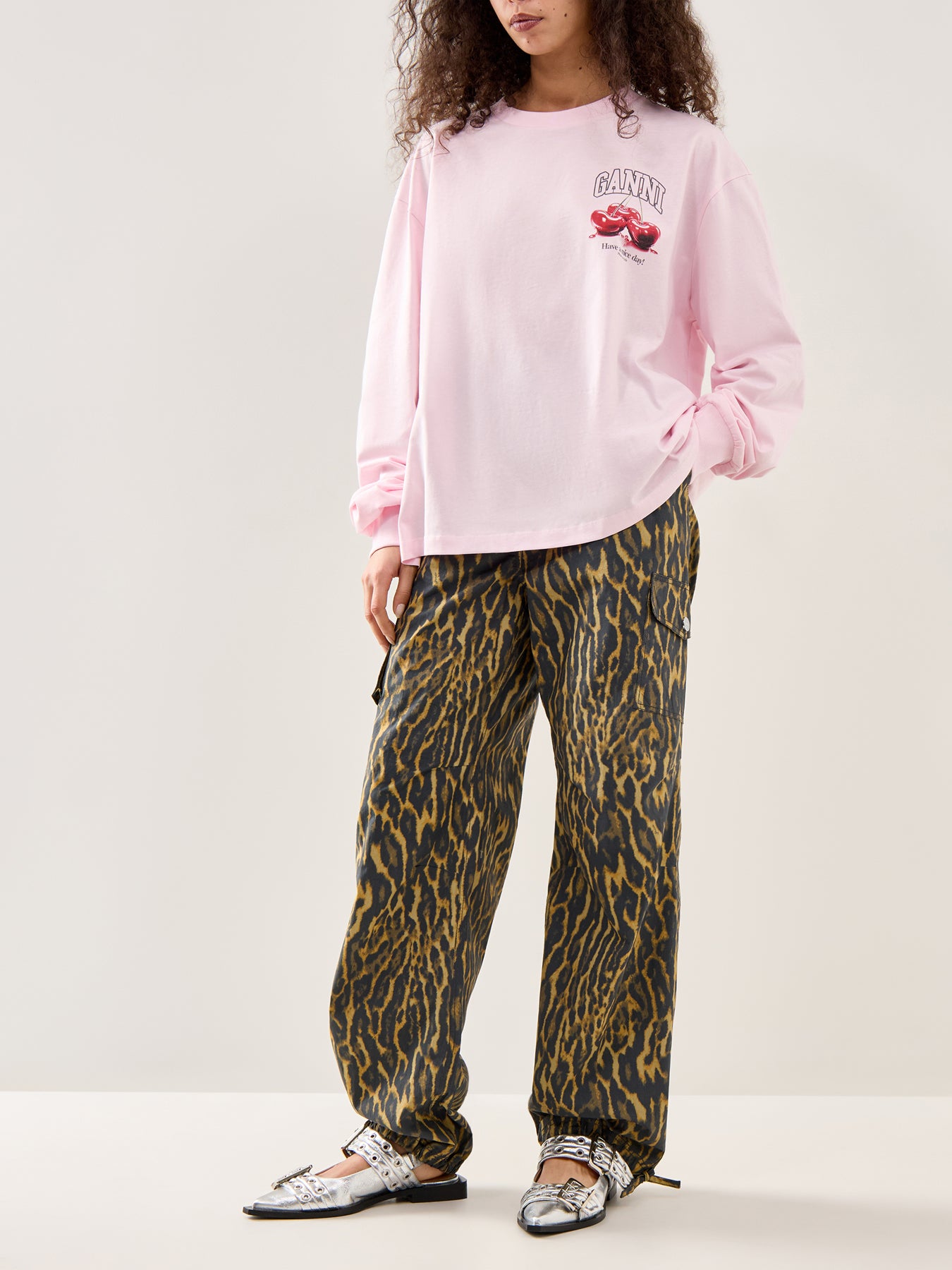 Printed Stretch Cargo Trousers Multi