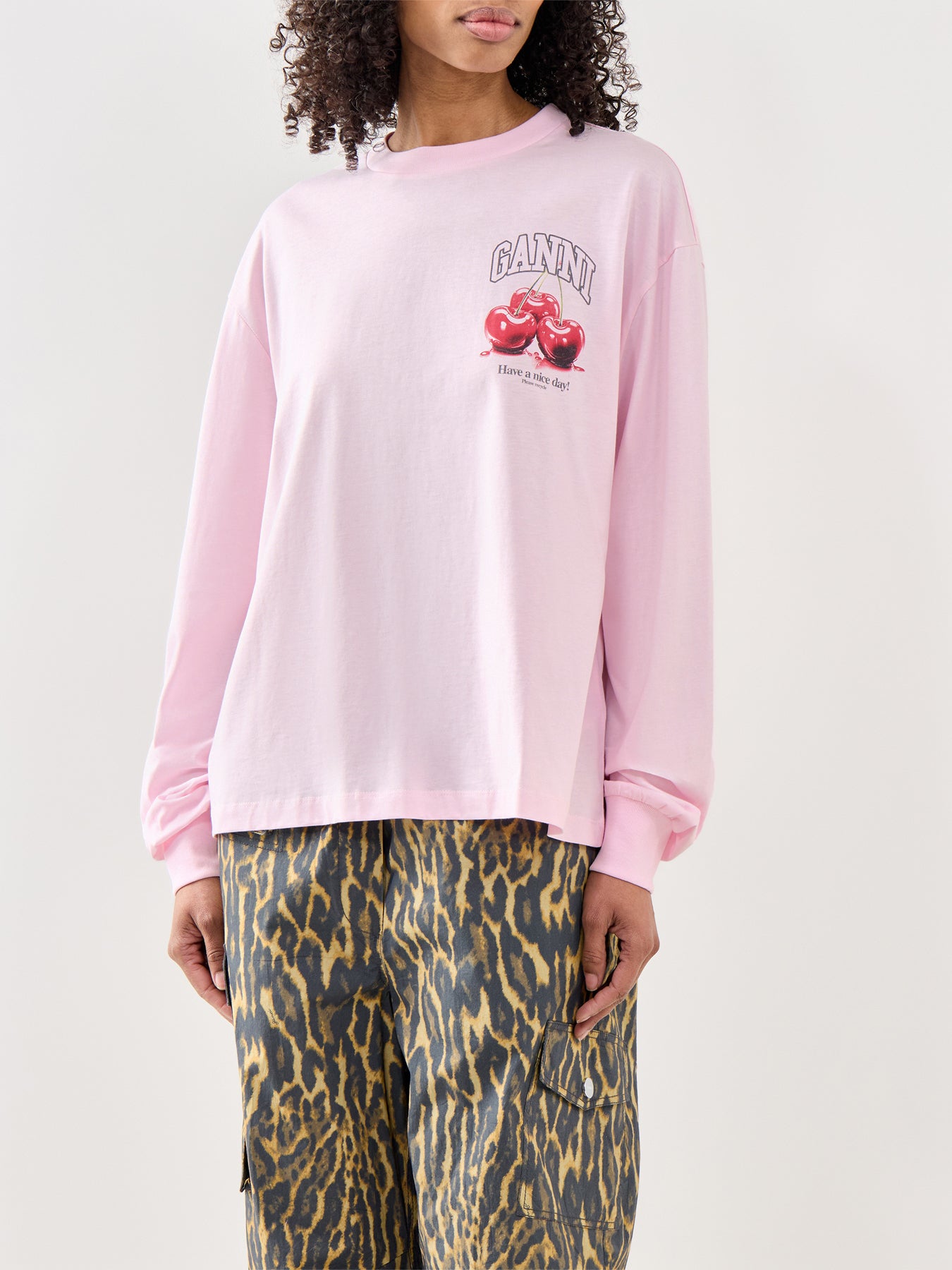 Long-Sleeve Cotton Jersey Top Pink