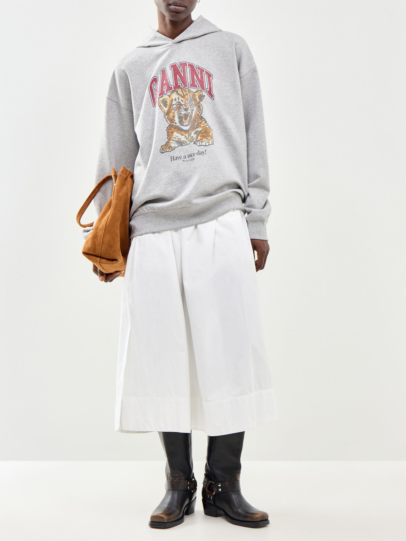 Isoli Beaded Baby Tiger Print Hoodie Grey