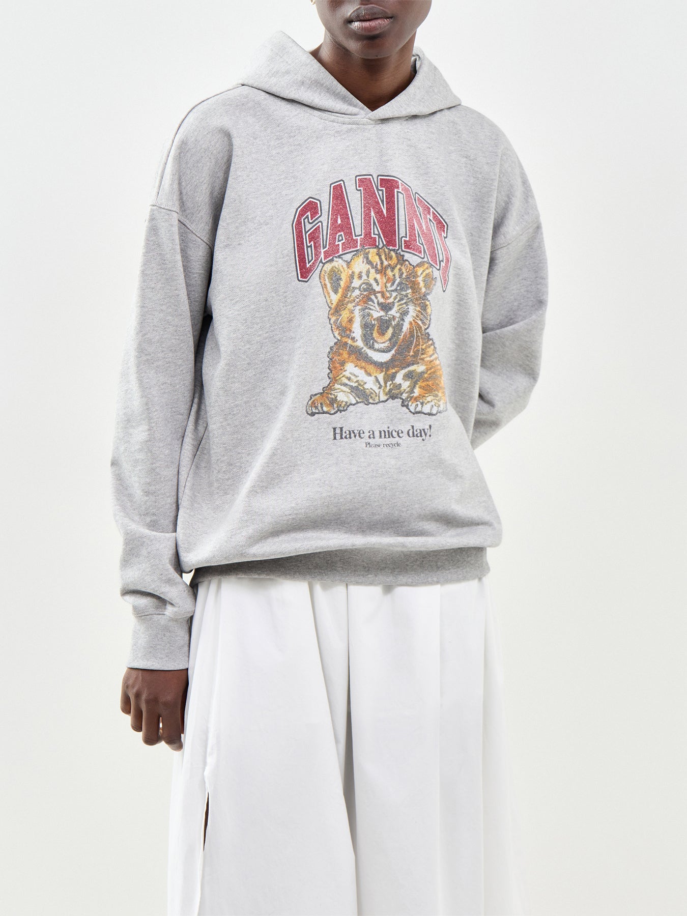 Isoli Beaded Baby Tiger Print Hoodie Grey