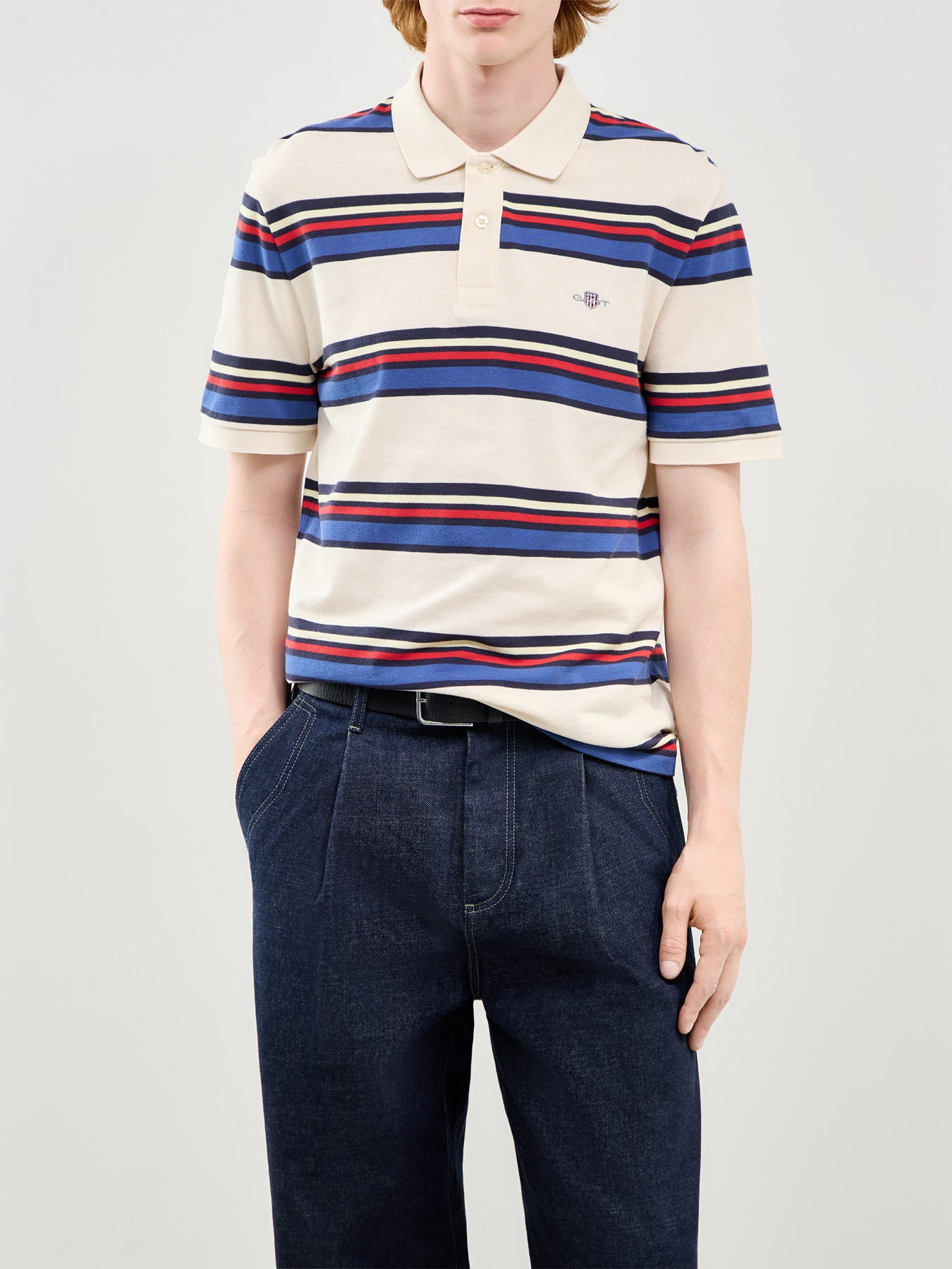 Striped Polo Shirt White