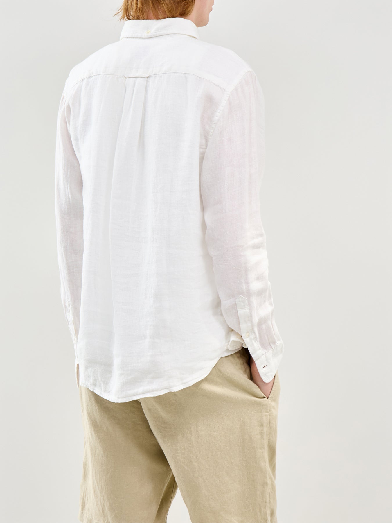 Garment Dyed Linen Shirt White